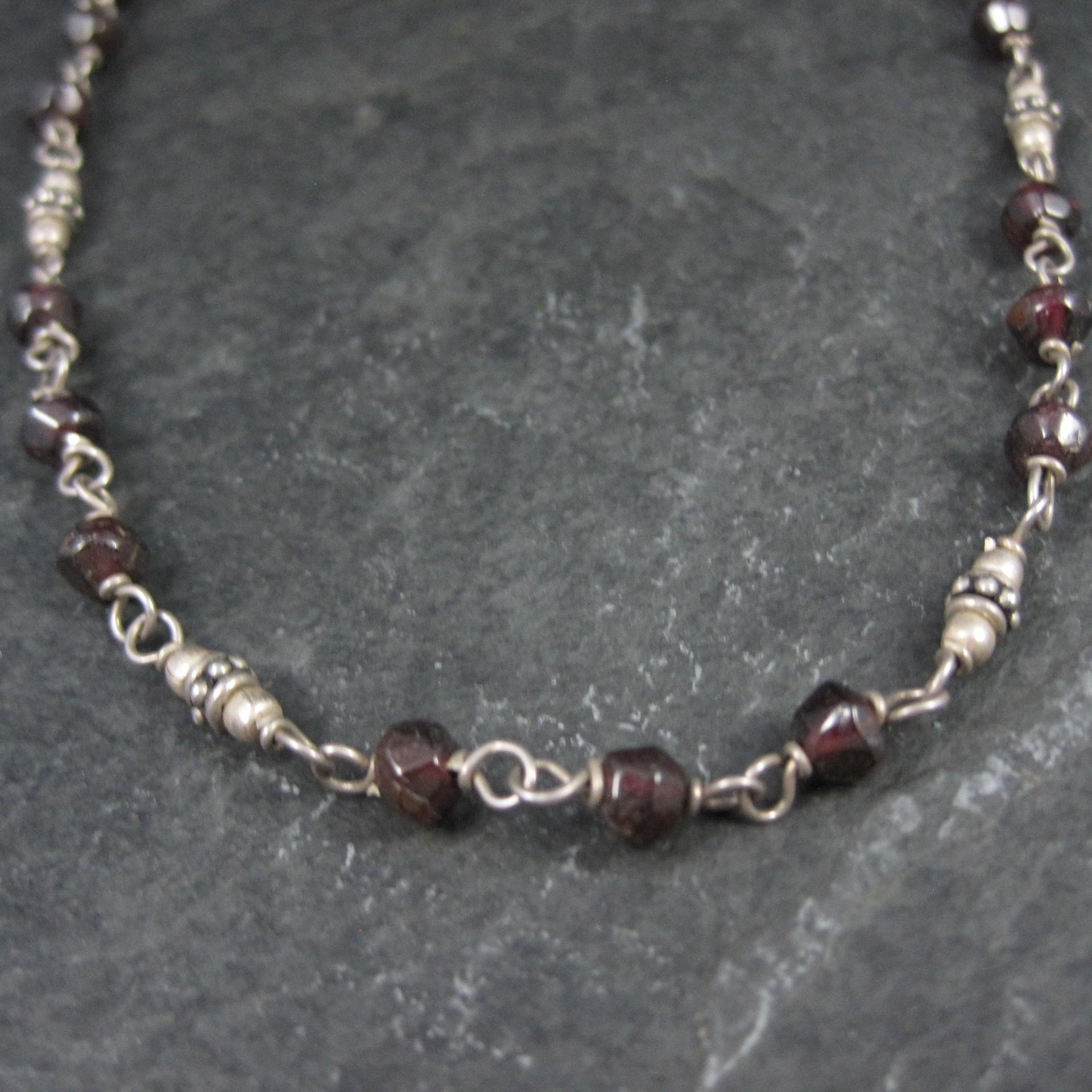 Silpada Sterling Silver Garnet Choker Necklace 16-17.5"