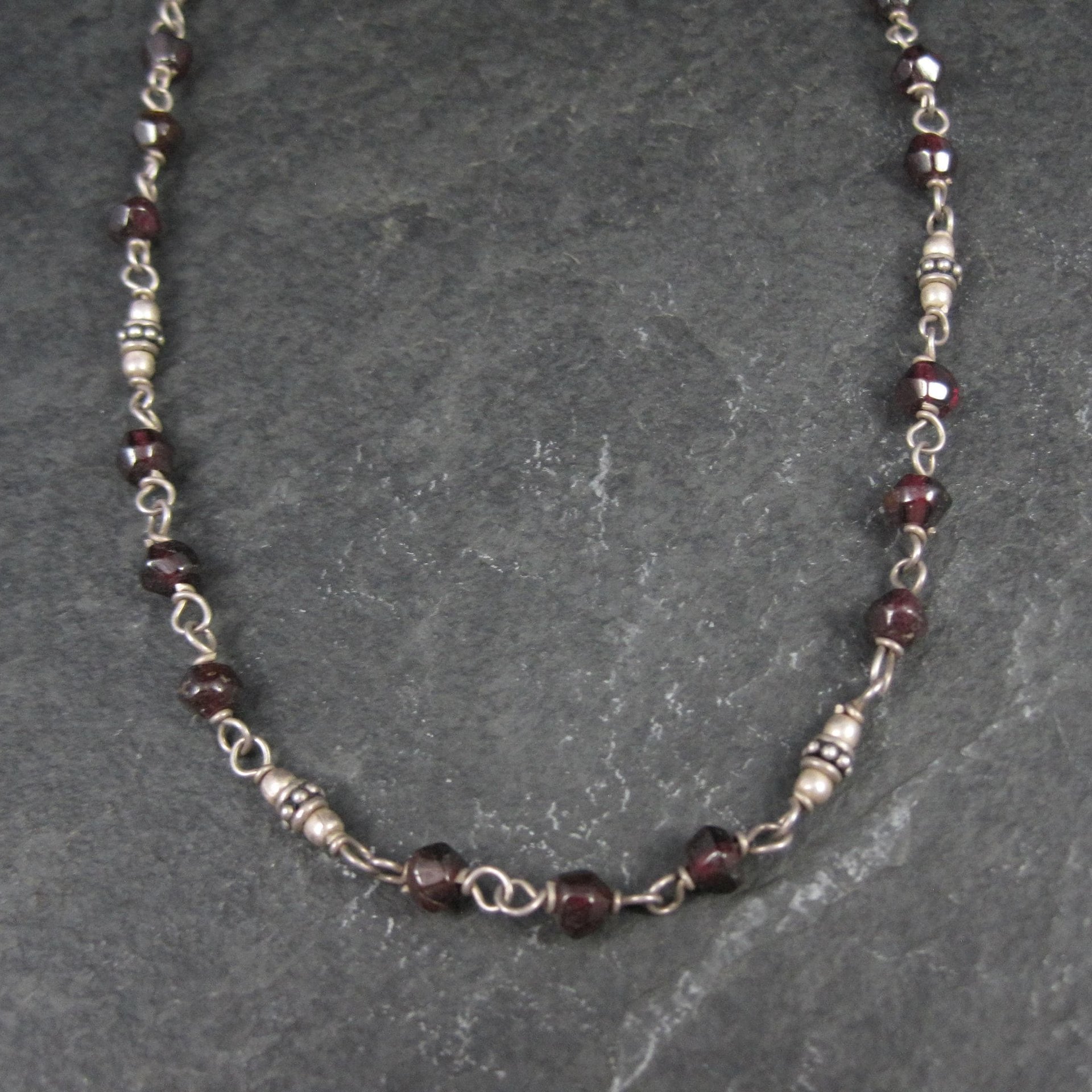 Silpada Sterling Silver Garnet Choker Necklace 16-17.5"