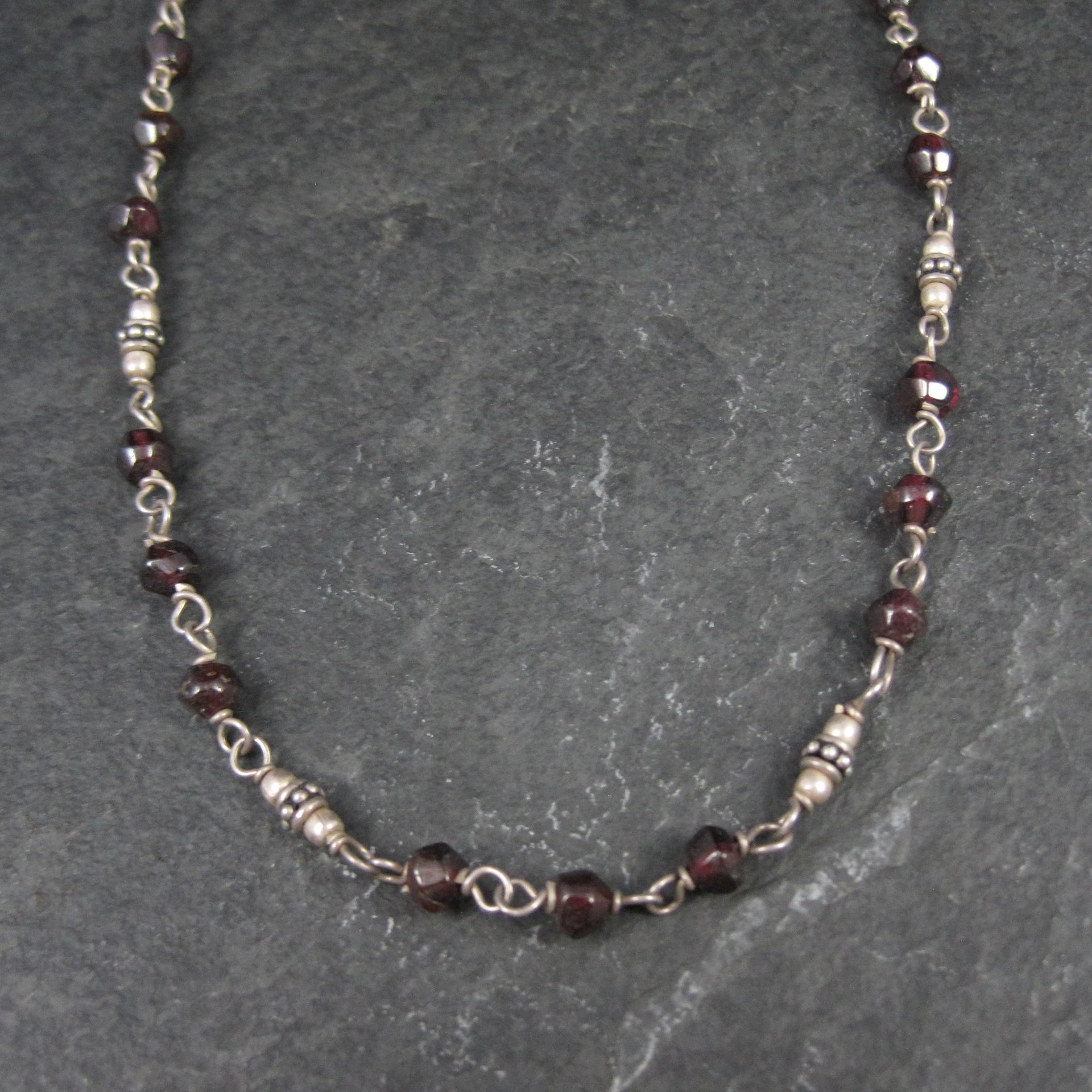 Silpada Sterling Silver Garnet Choker Necklace 16-17.5"