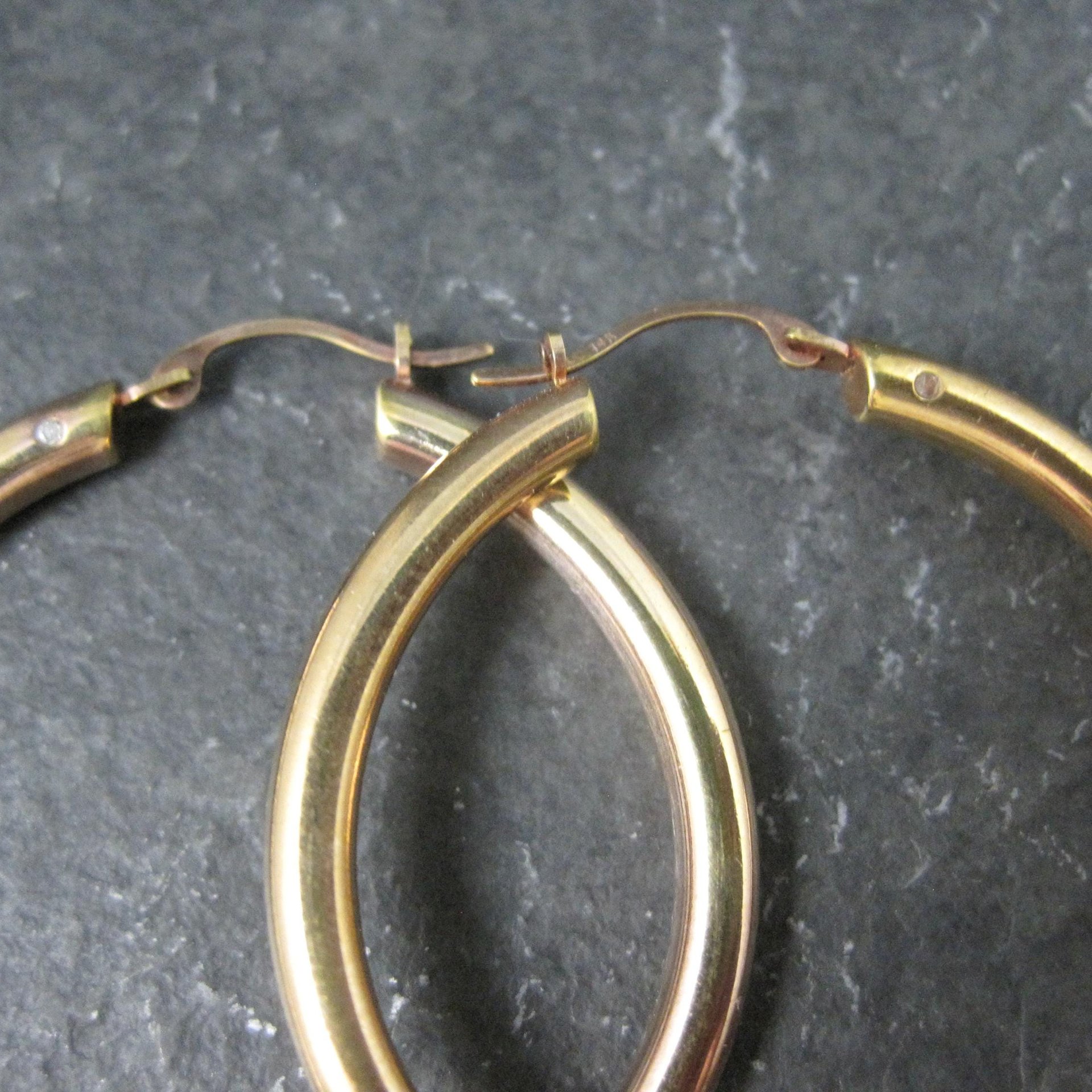 Estate 14K Gold Latchback Hoop Earrings