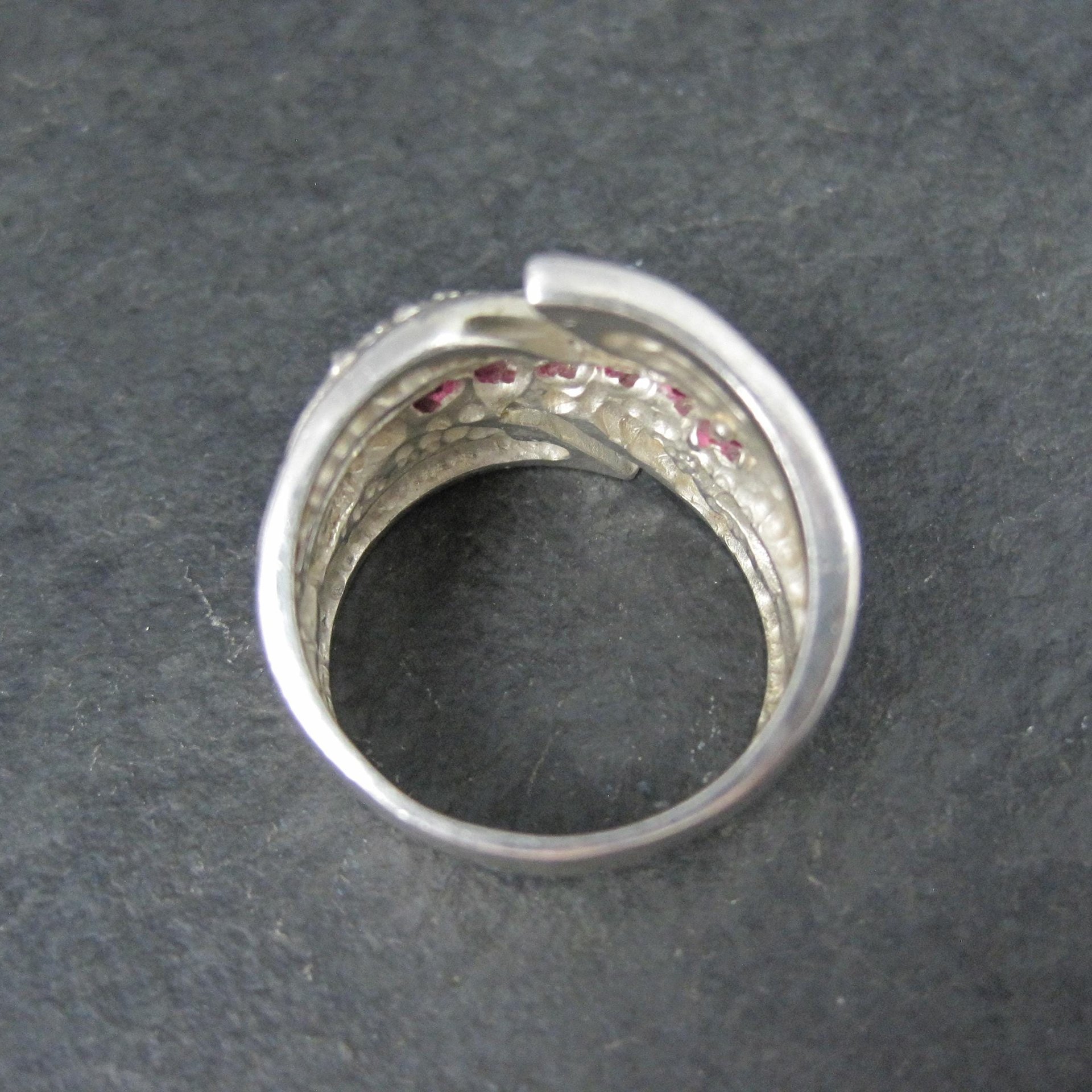 Vintage Ruby Ring Sterling Silver and 18K Yellow Gold Size 8