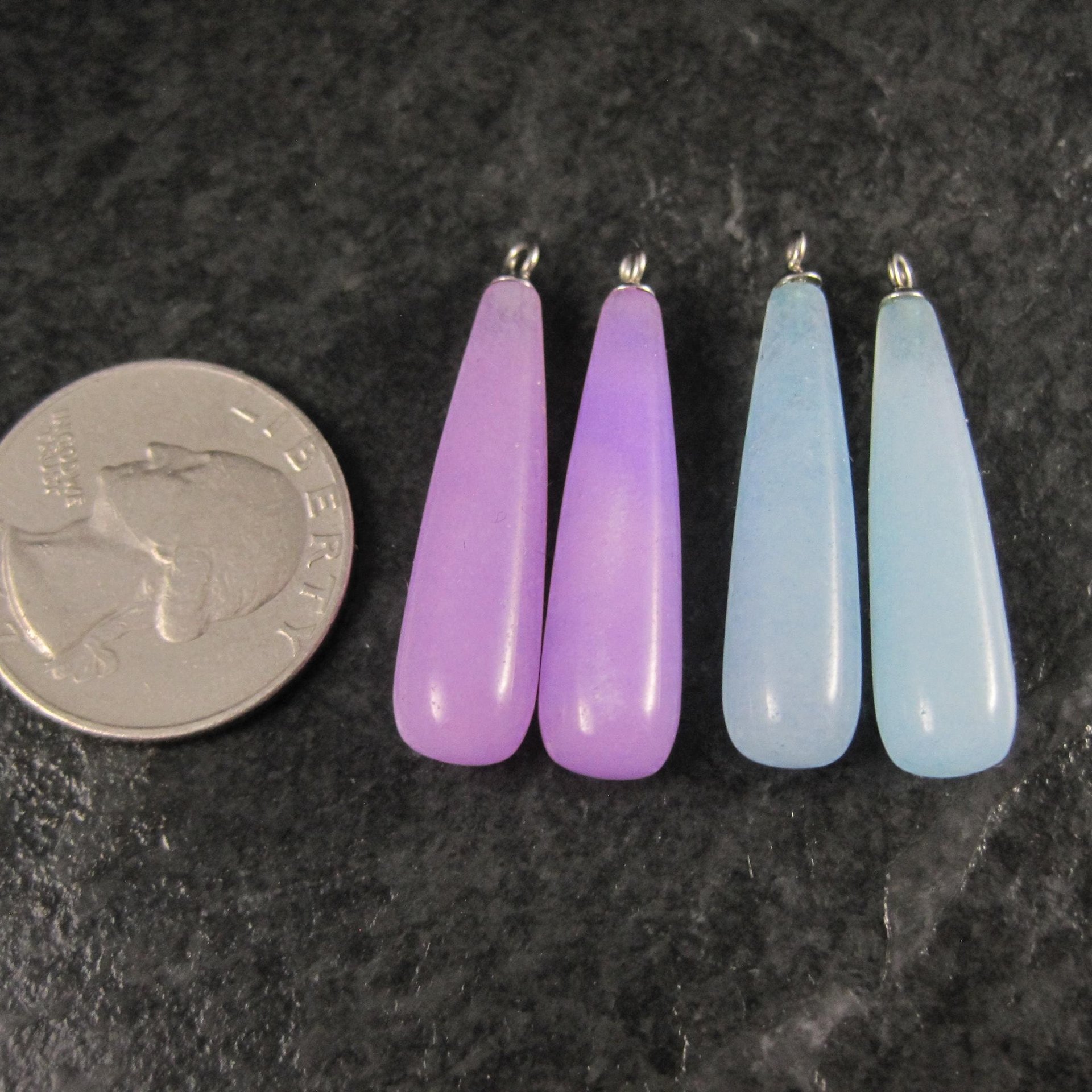 Lot of 4 Dyed Jade Charms 8x34mm Earring Making Jewelry Supplies