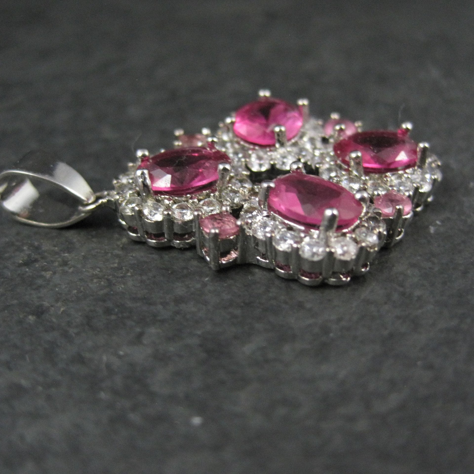 Estate Sterling Silver Pink Cz Pendant