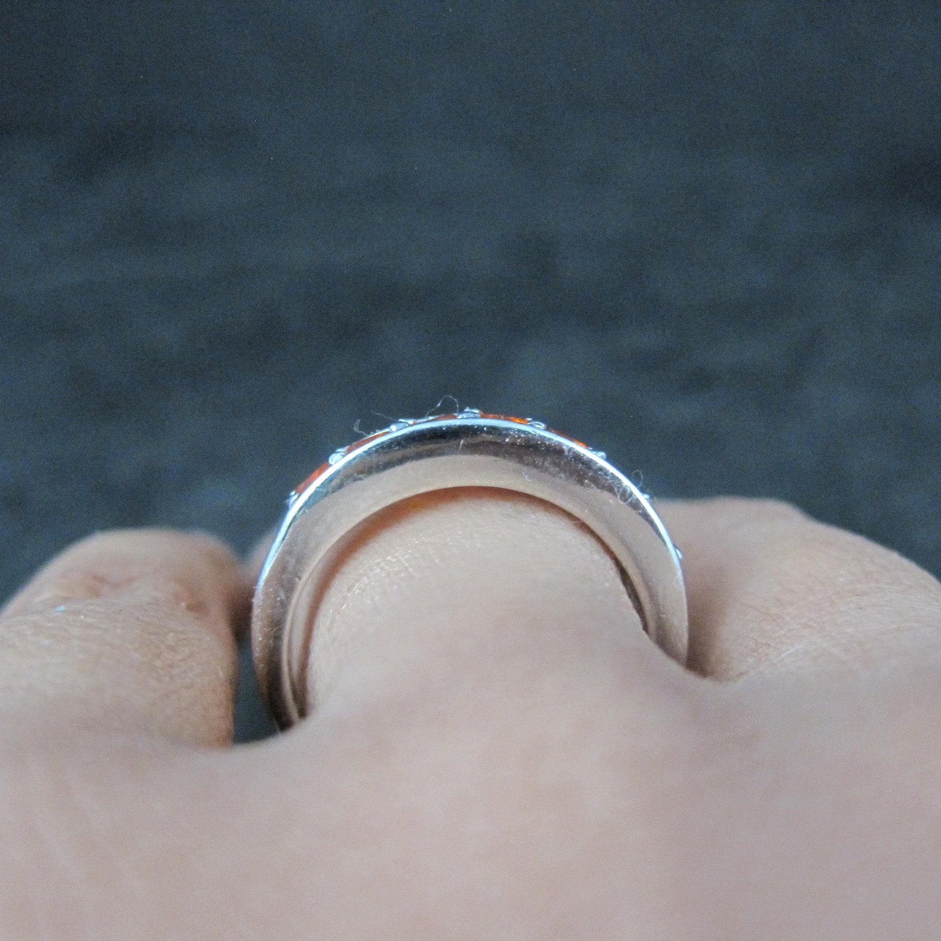 Sterling Silver Orange Garnet Band Ring Size 7