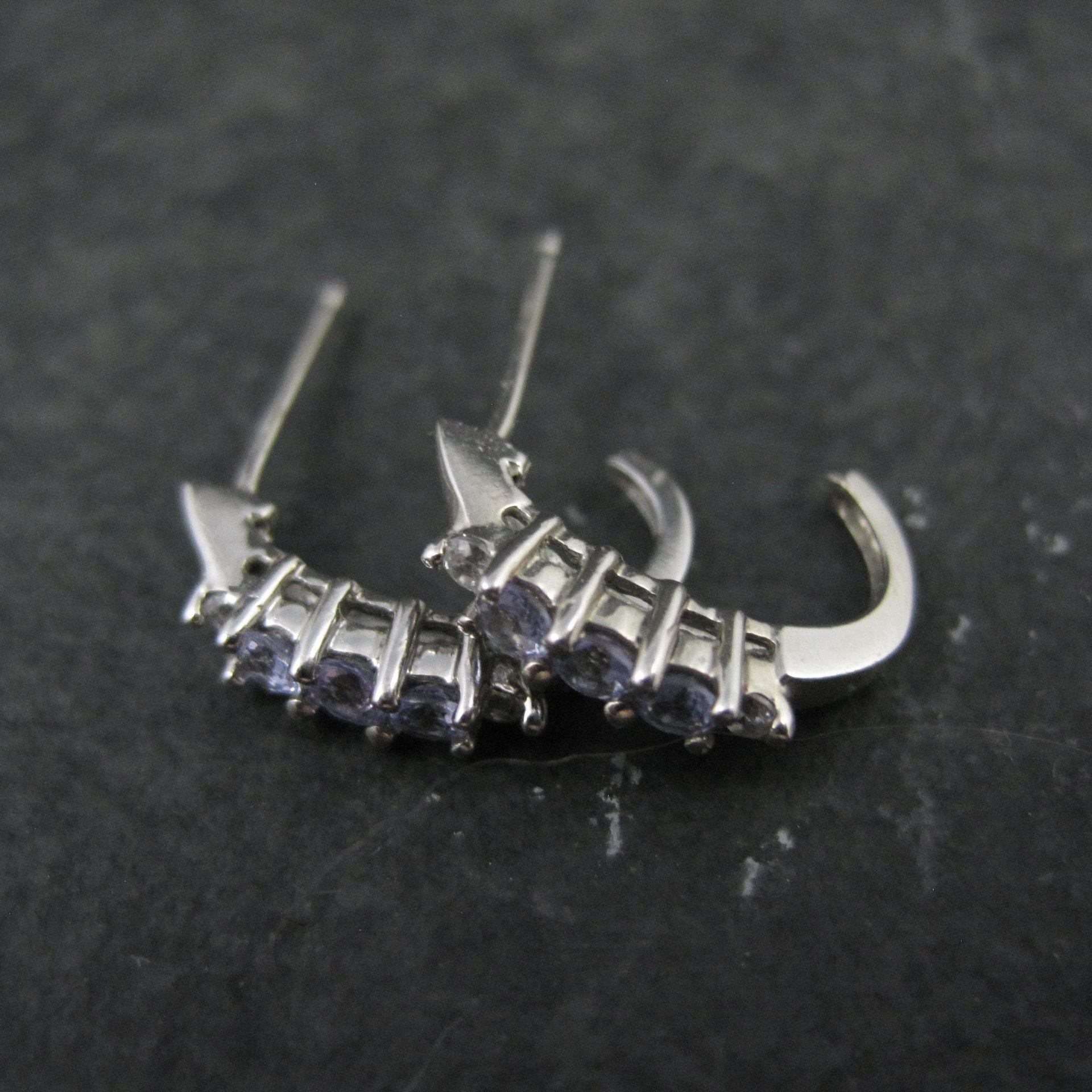 Dainty 10K White Gold Tanzanite Earrings
