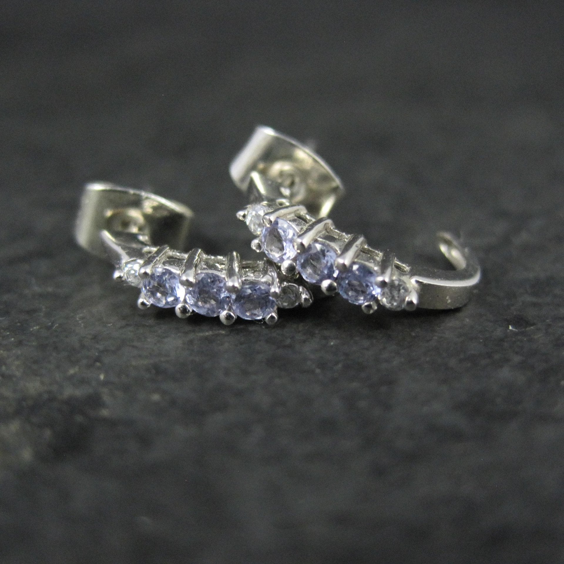 Dainty 10K White Gold Tanzanite Earrings