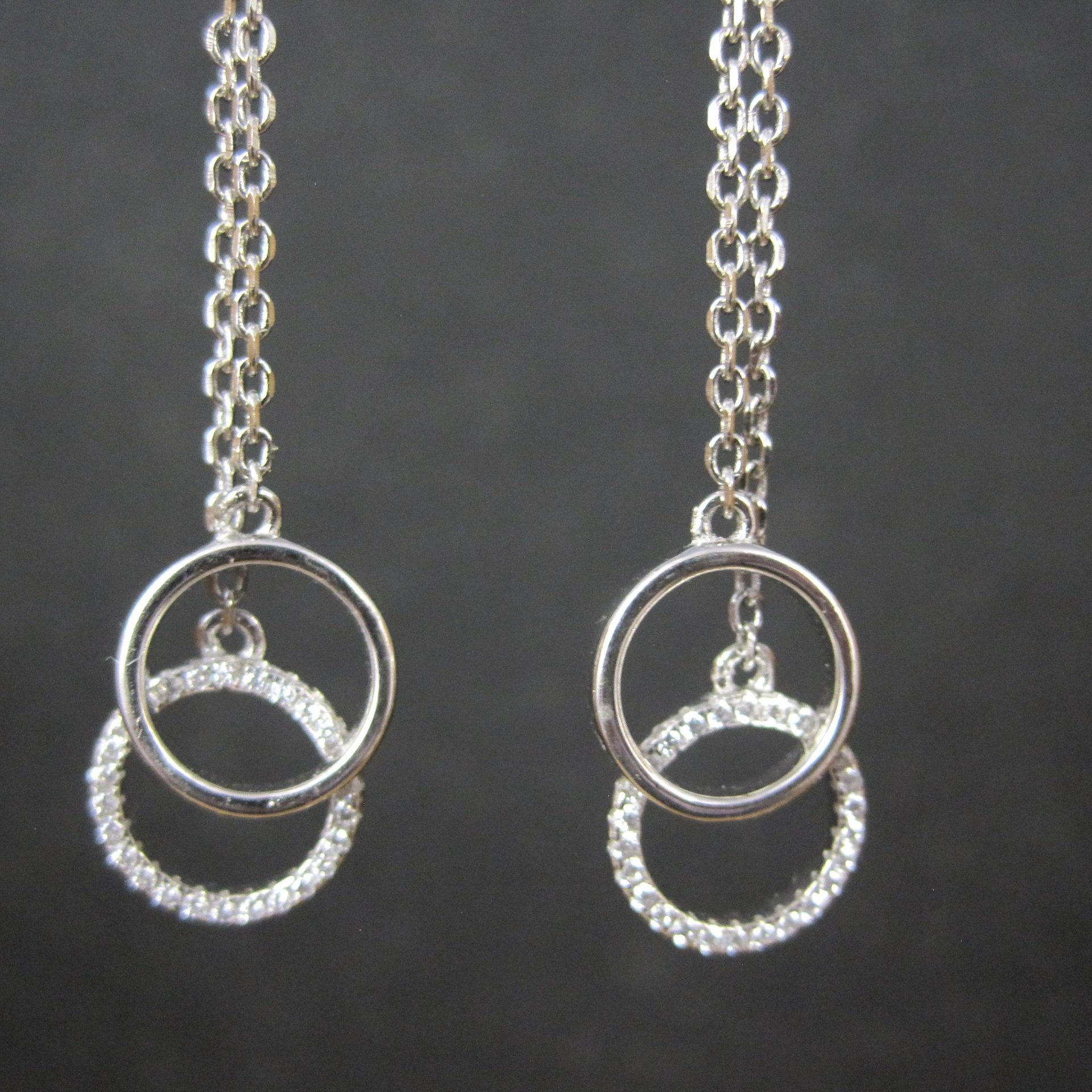 Long Sterling Silver Circle Earrings