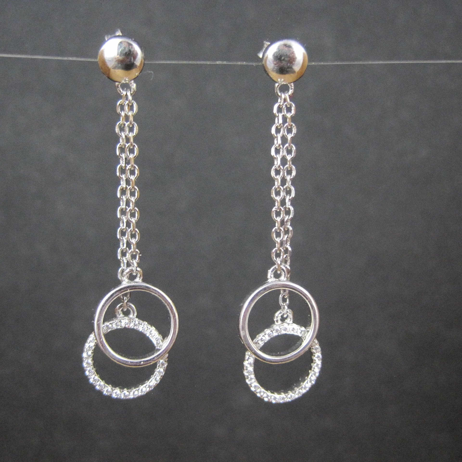 Long Sterling Silver Circle Earrings