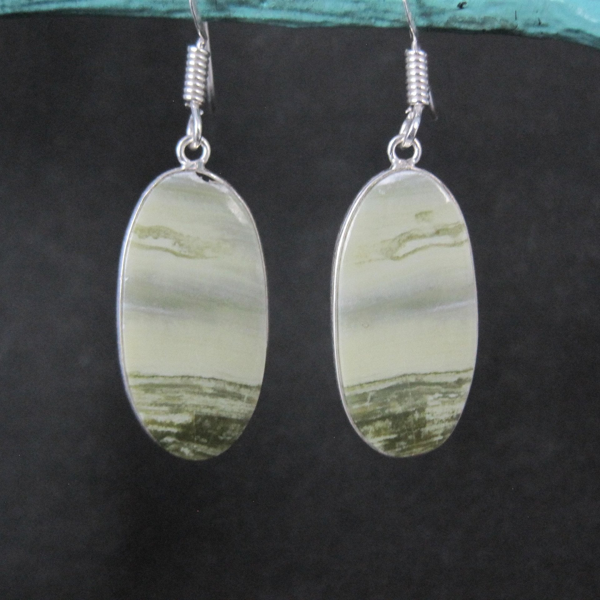 Simple Green Jasper Earrings Sterling Silver