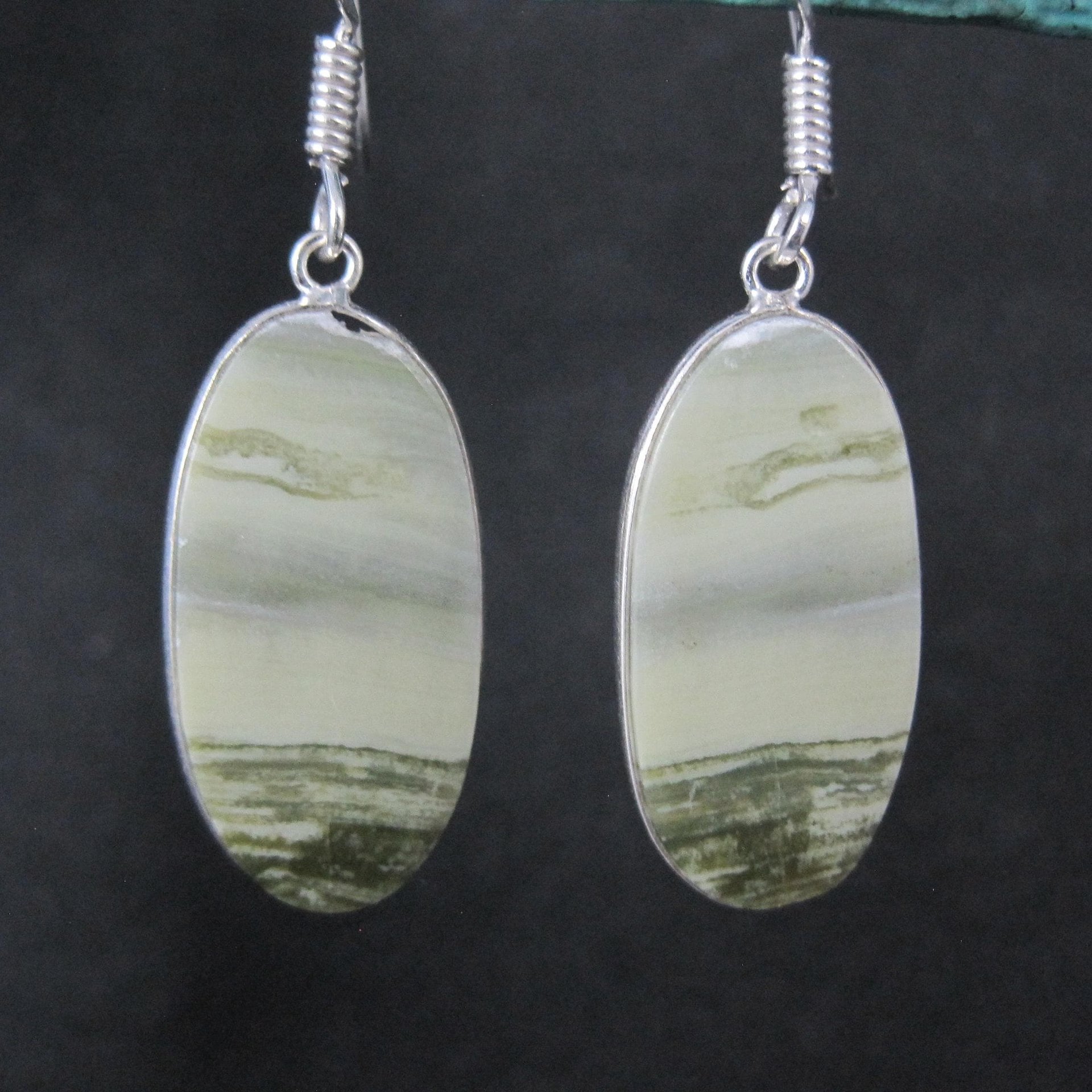 Simple Green Jasper Earrings Sterling Silver