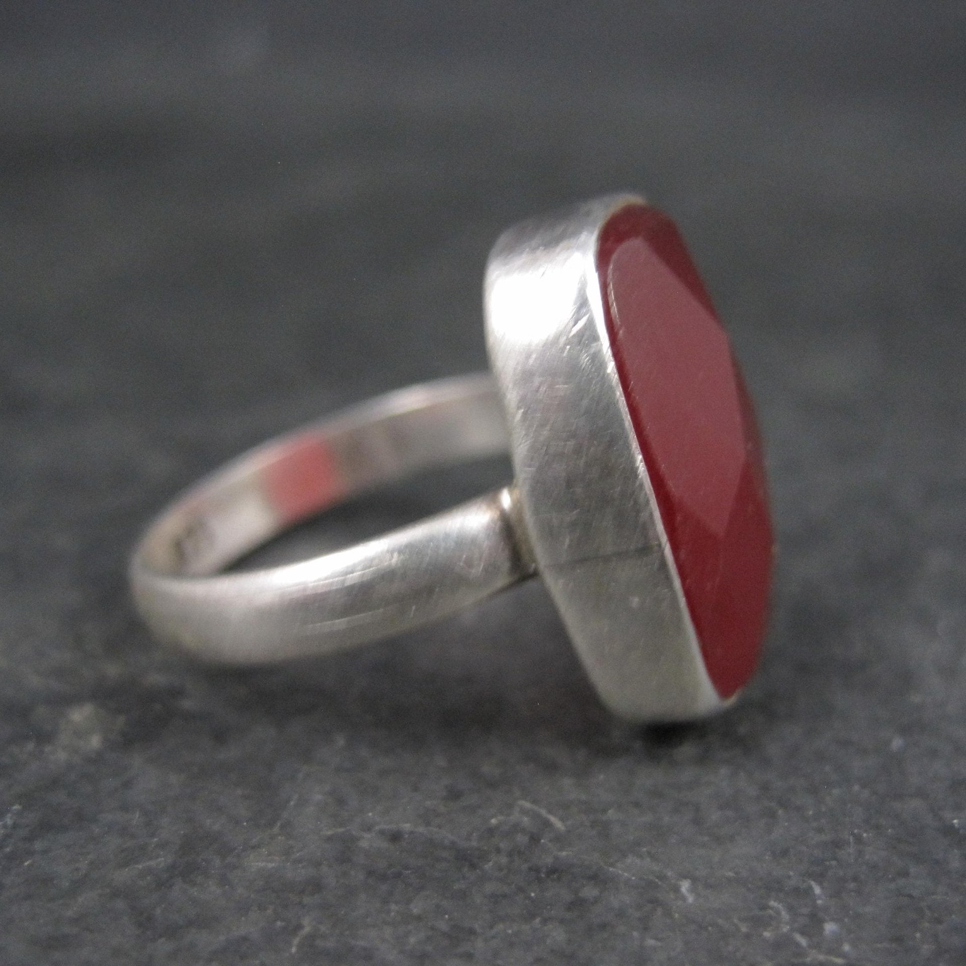 Red Beryl Ring Size 9 Sterling Silver