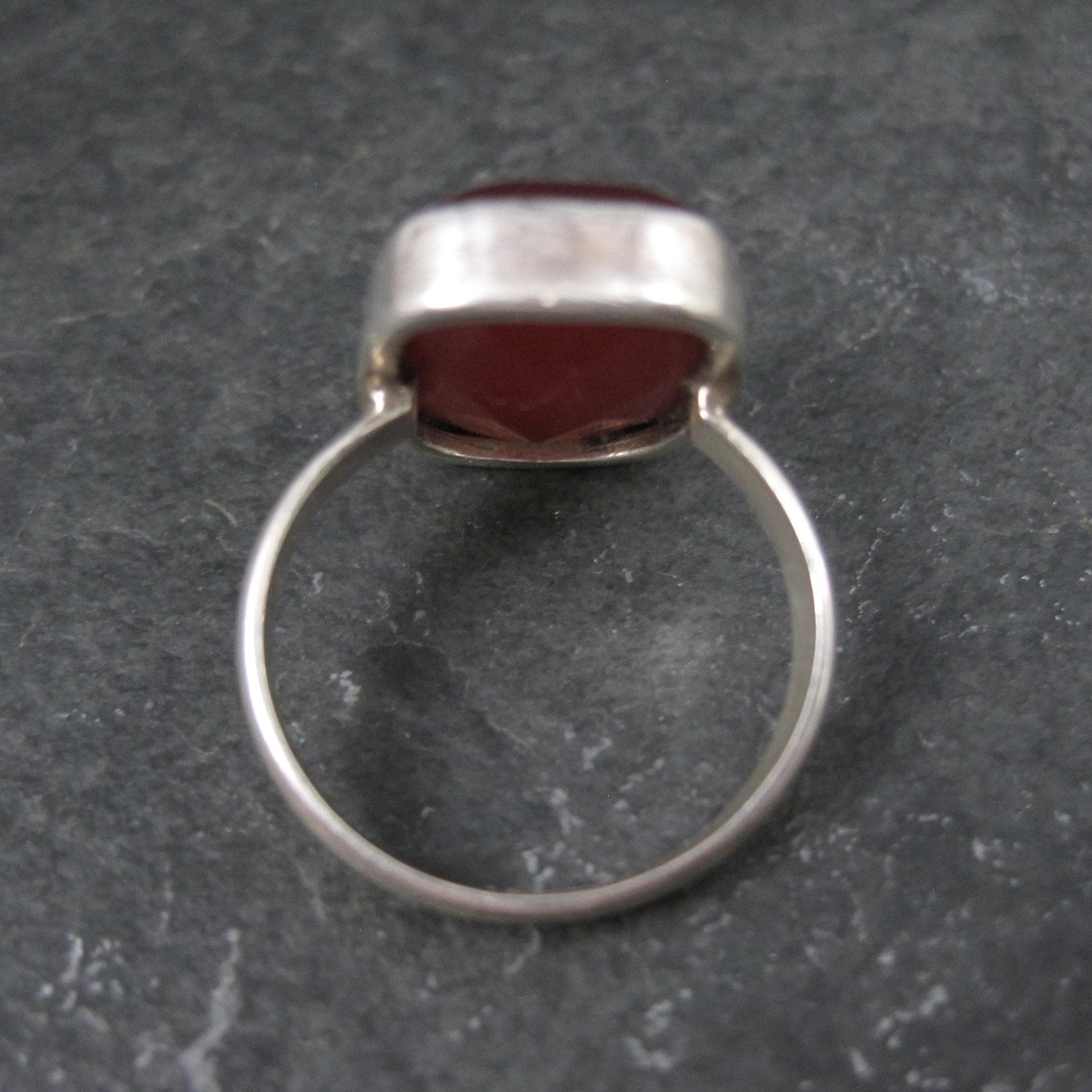 Red Beryl Ring Size 9 Sterling Silver