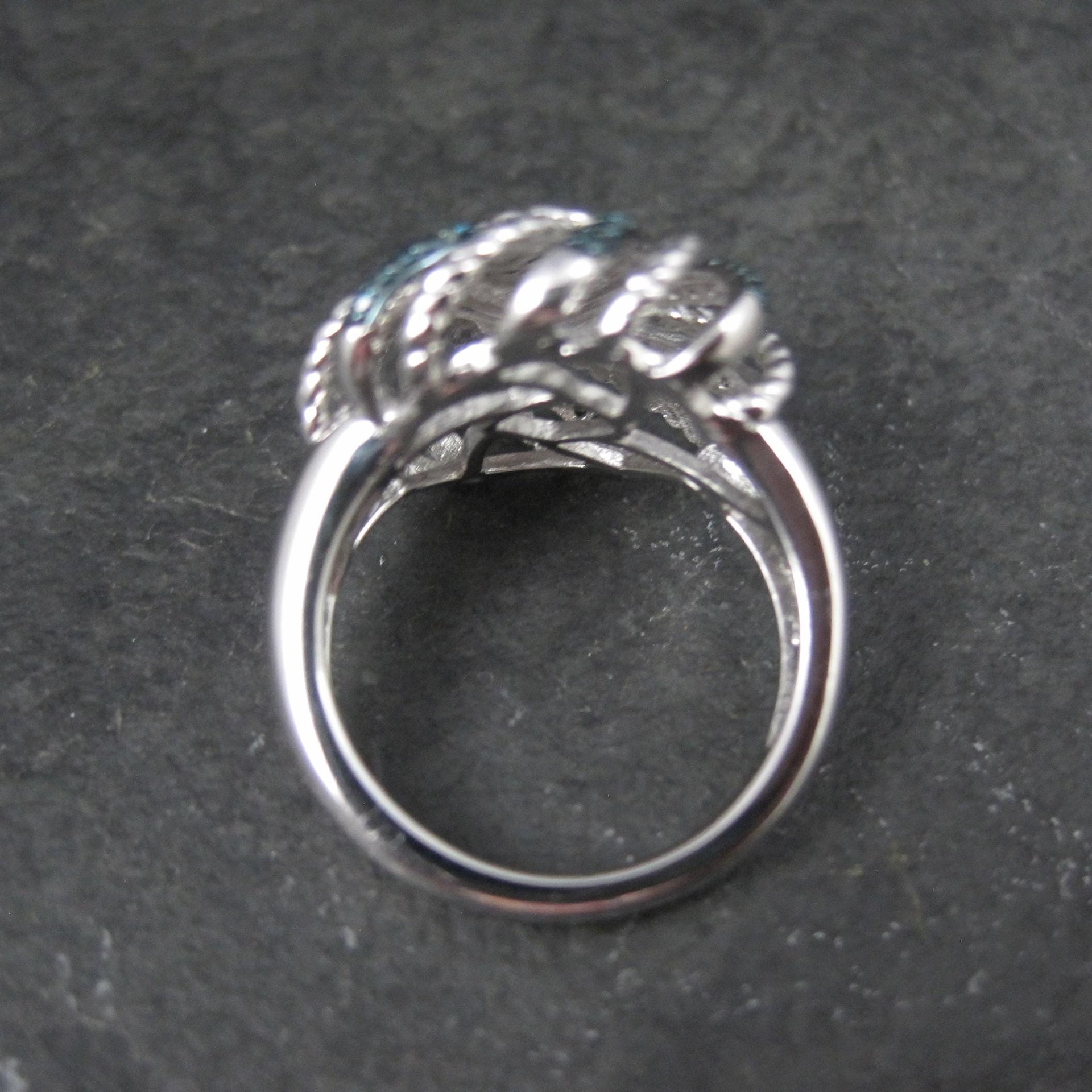 Estate Blue Diamond Ring Size 6 Sterling Silver .25 Ctw