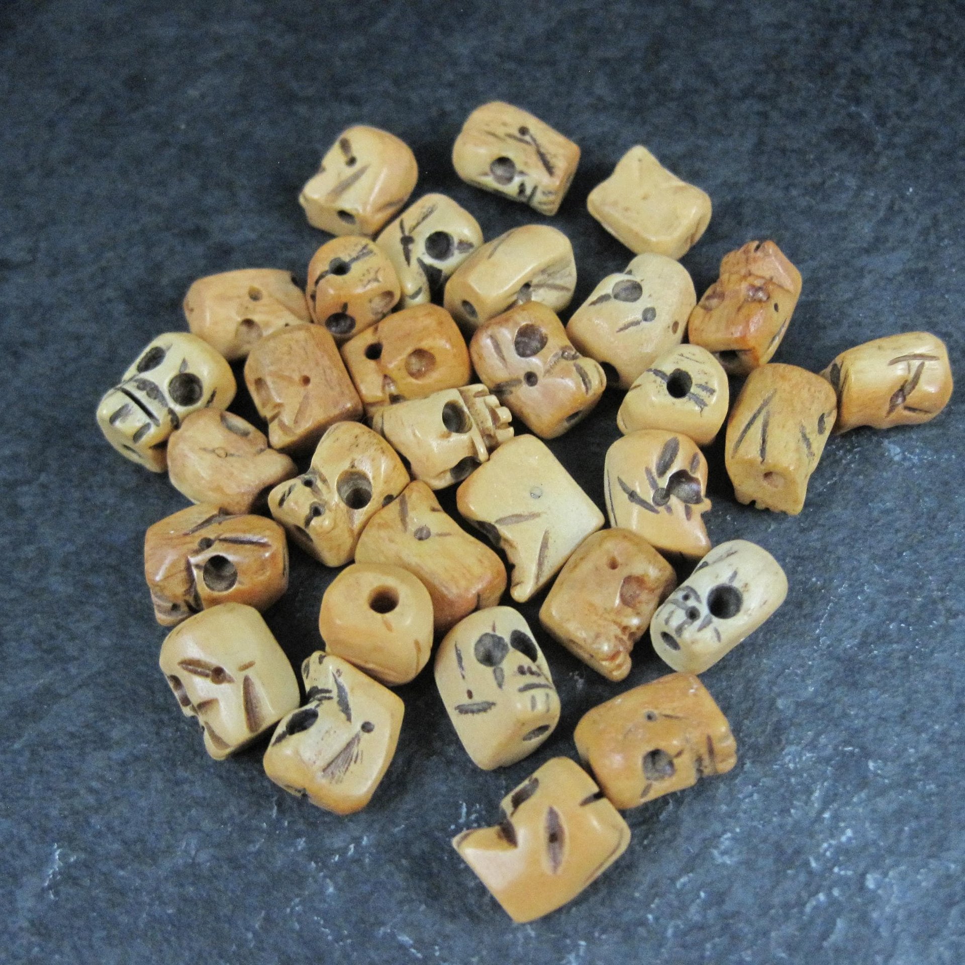 Lot of 5 Vintage Bone Rosary Skull Beads