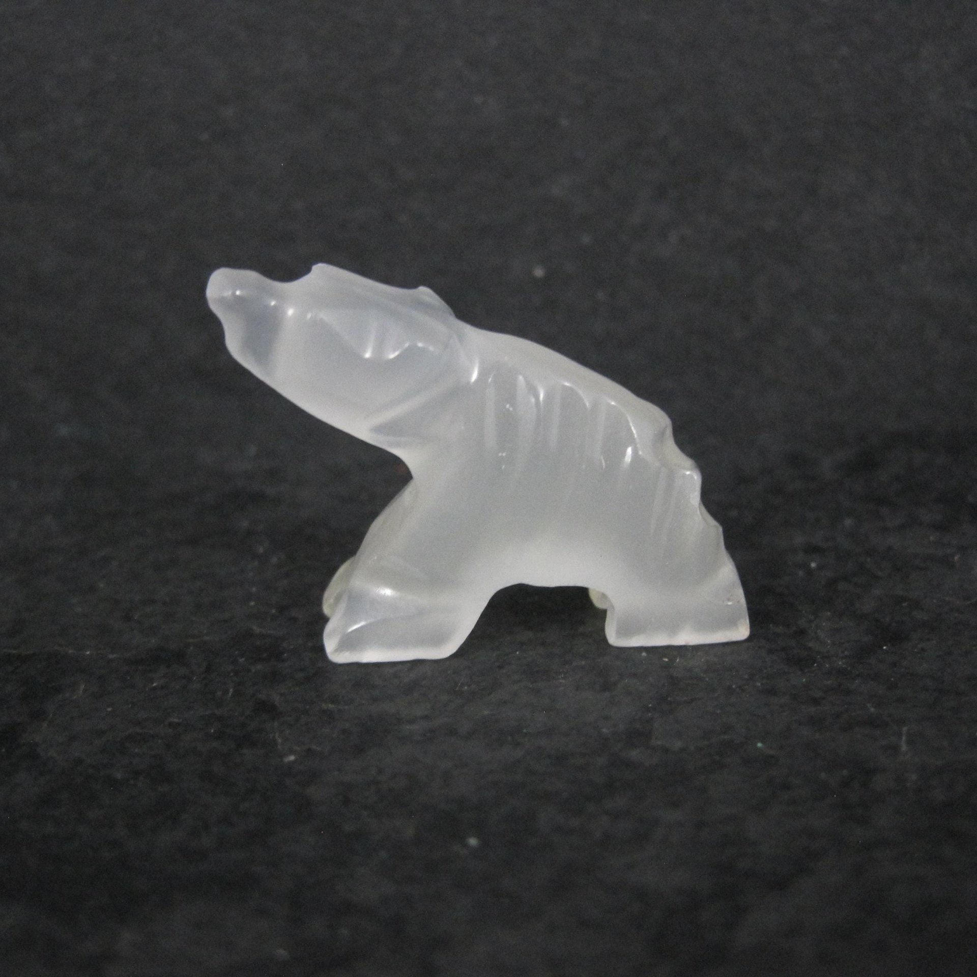Small Carved Vintage White Onyx Spirit Bear Figurine