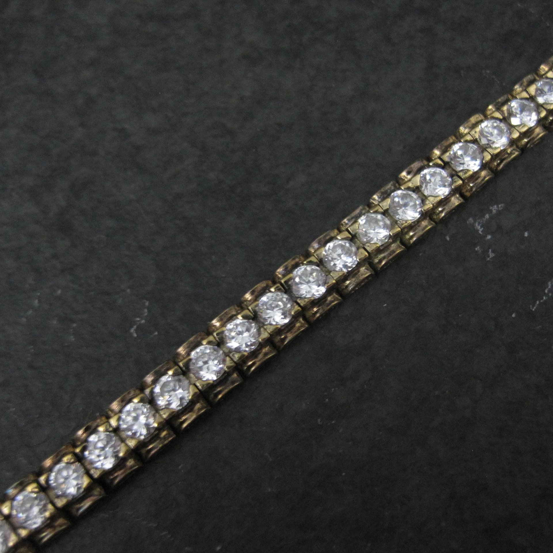 Vintage Vermeil Sterling Cz Tennis Bracelet 7 Inches