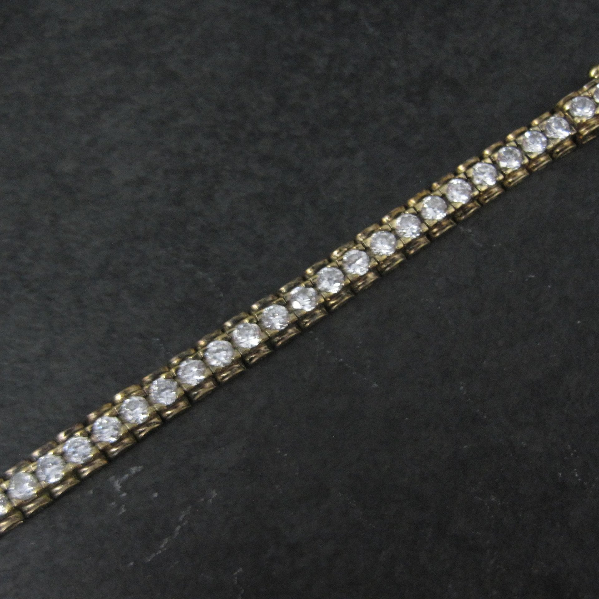 Vintage Vermeil Sterling Cz Tennis Bracelet 7 Inches