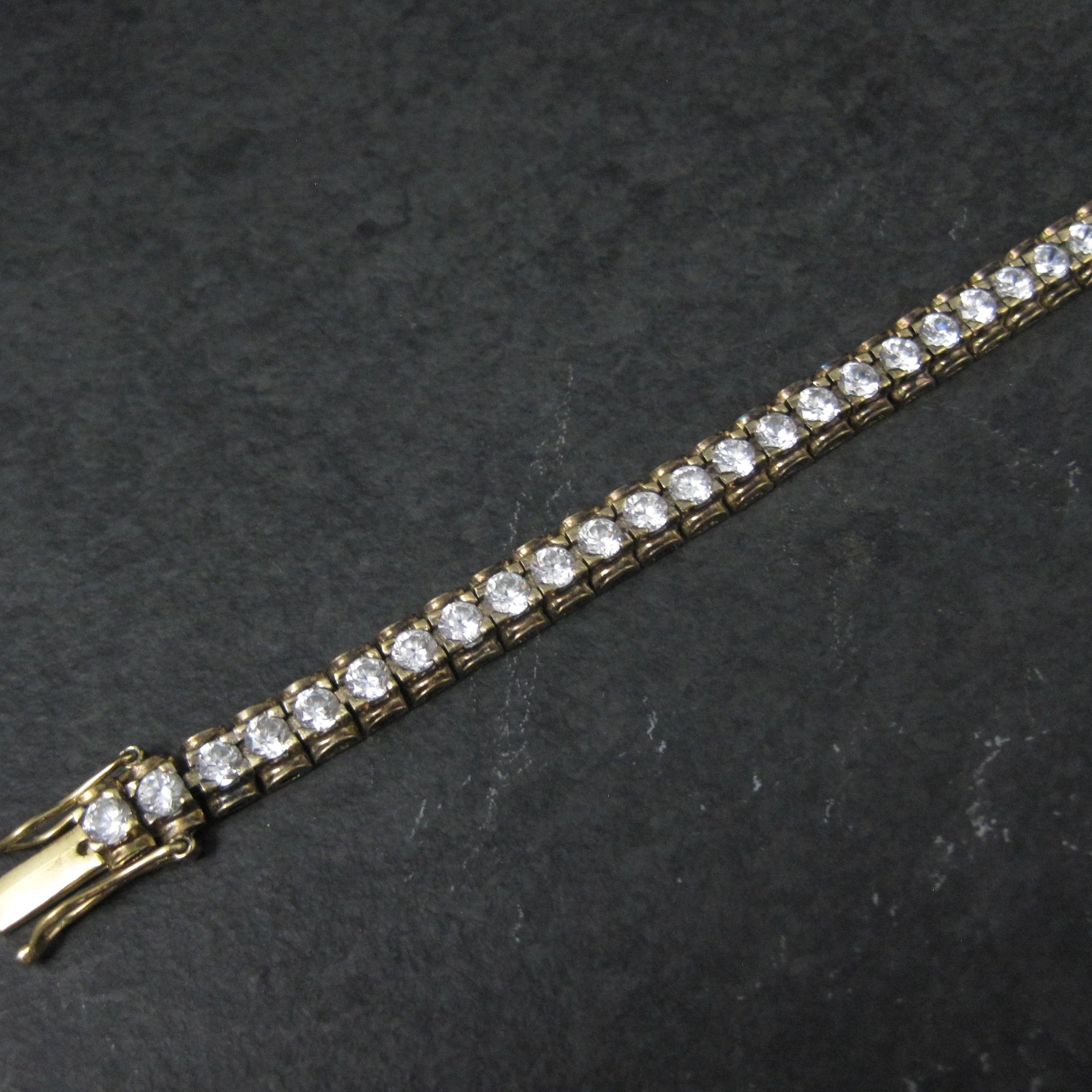 Vintage Vermeil Sterling Cz Tennis Bracelet 7 Inches