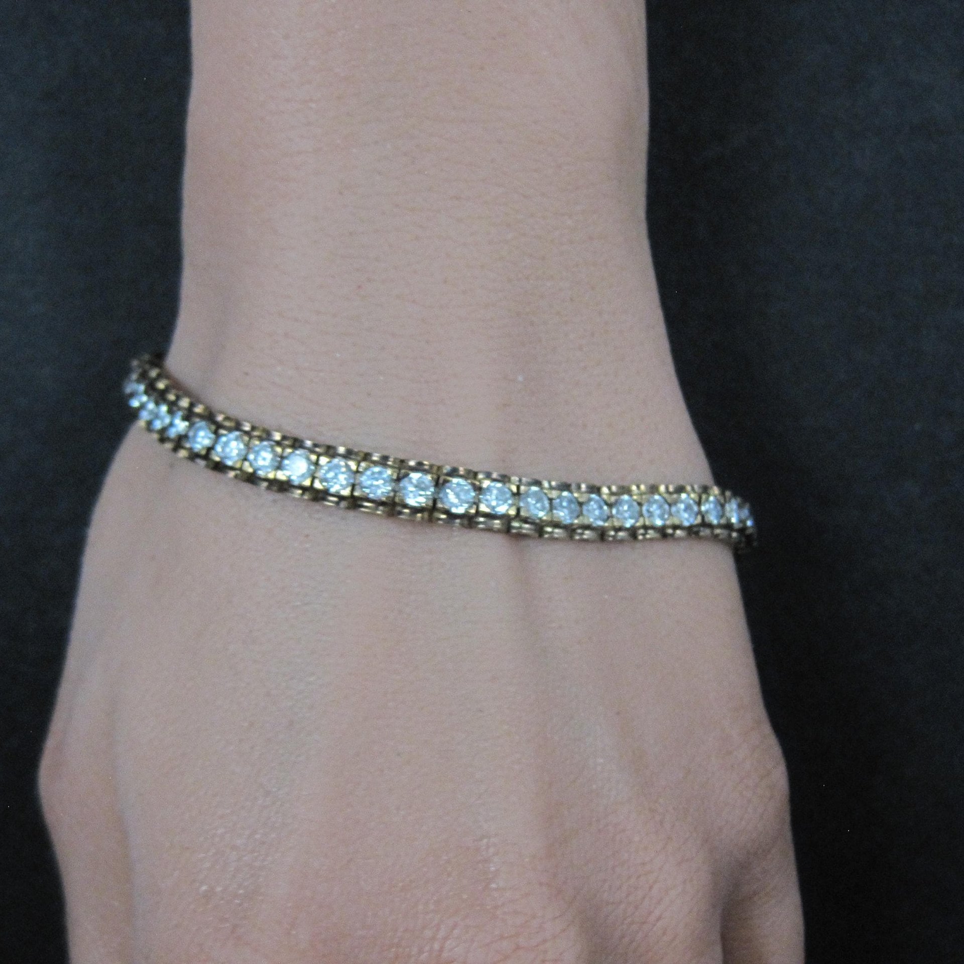 Vintage Vermeil Sterling Cz Tennis Bracelet 7 Inches