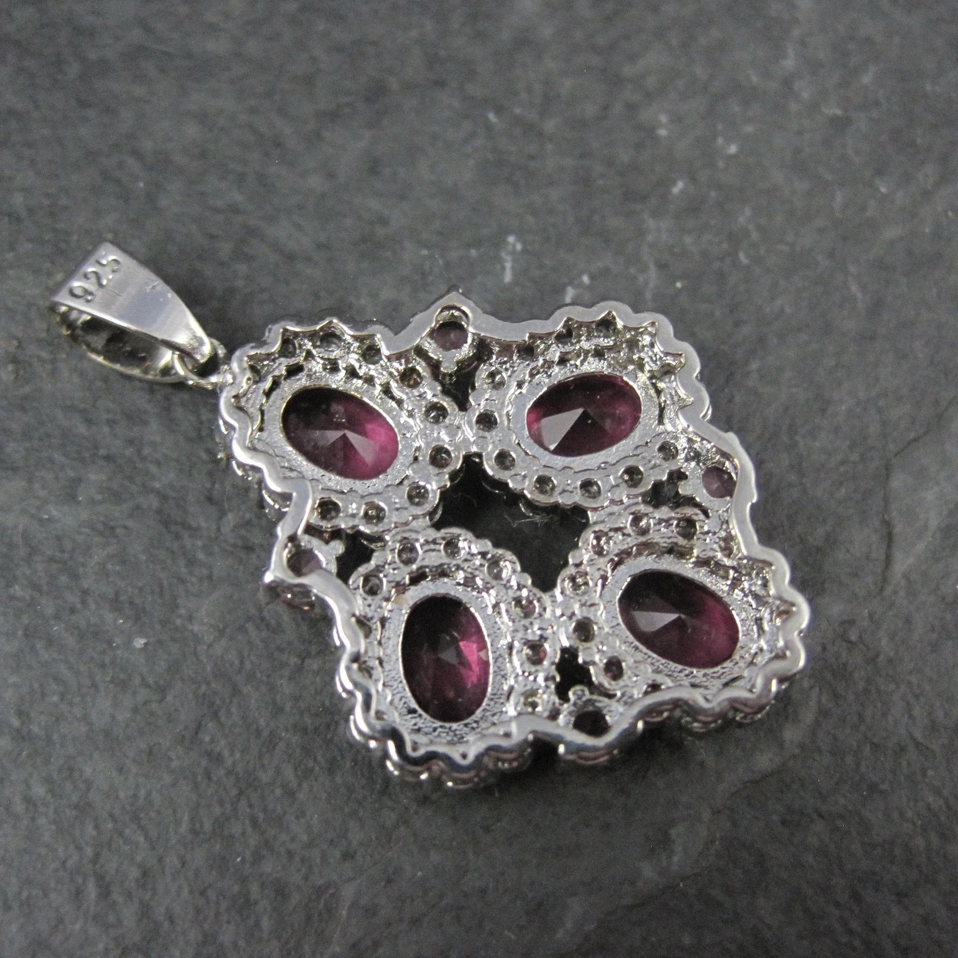 Estate Sterling Silver Pink Cz Pendant