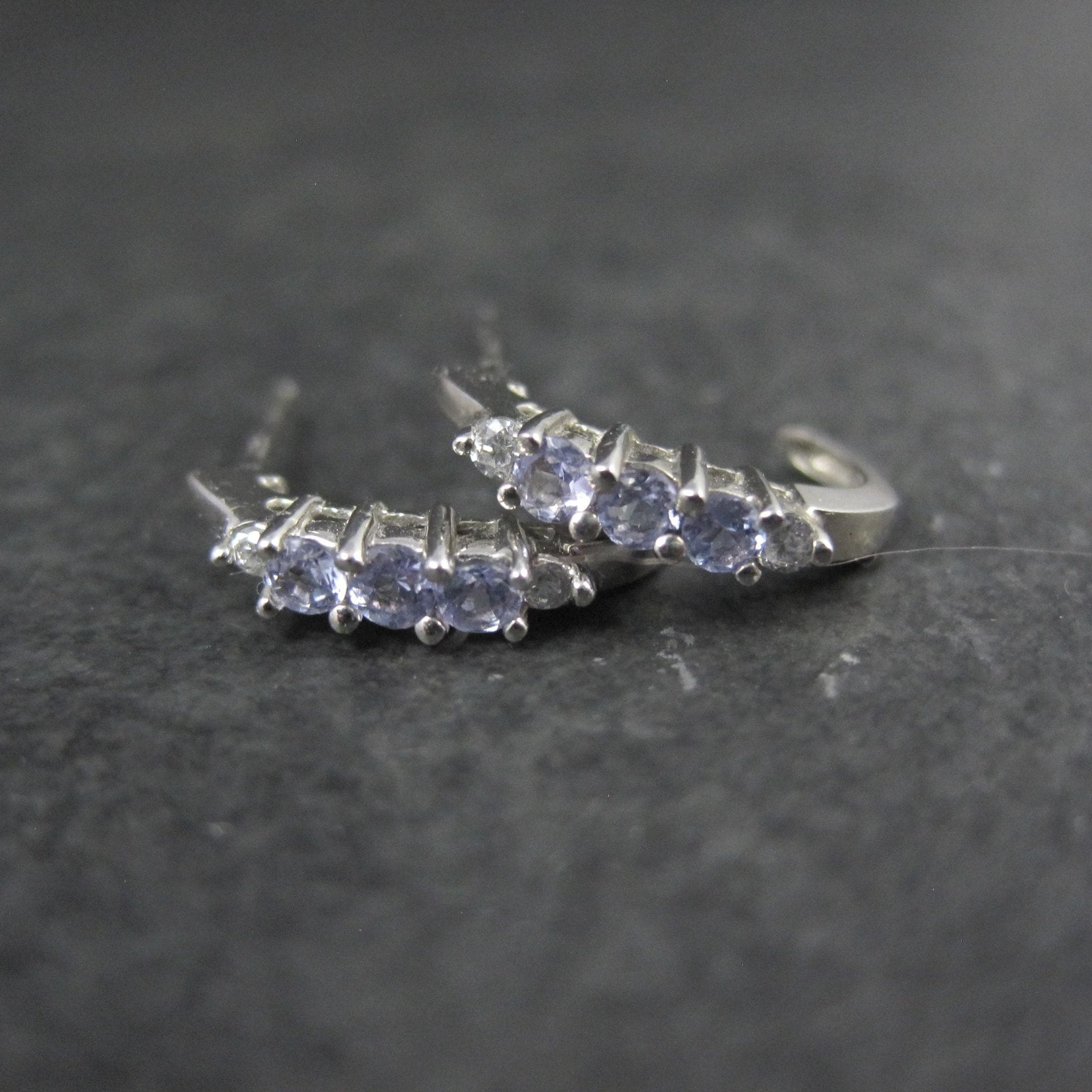 Dainty 10K White Gold Tanzanite Earrings