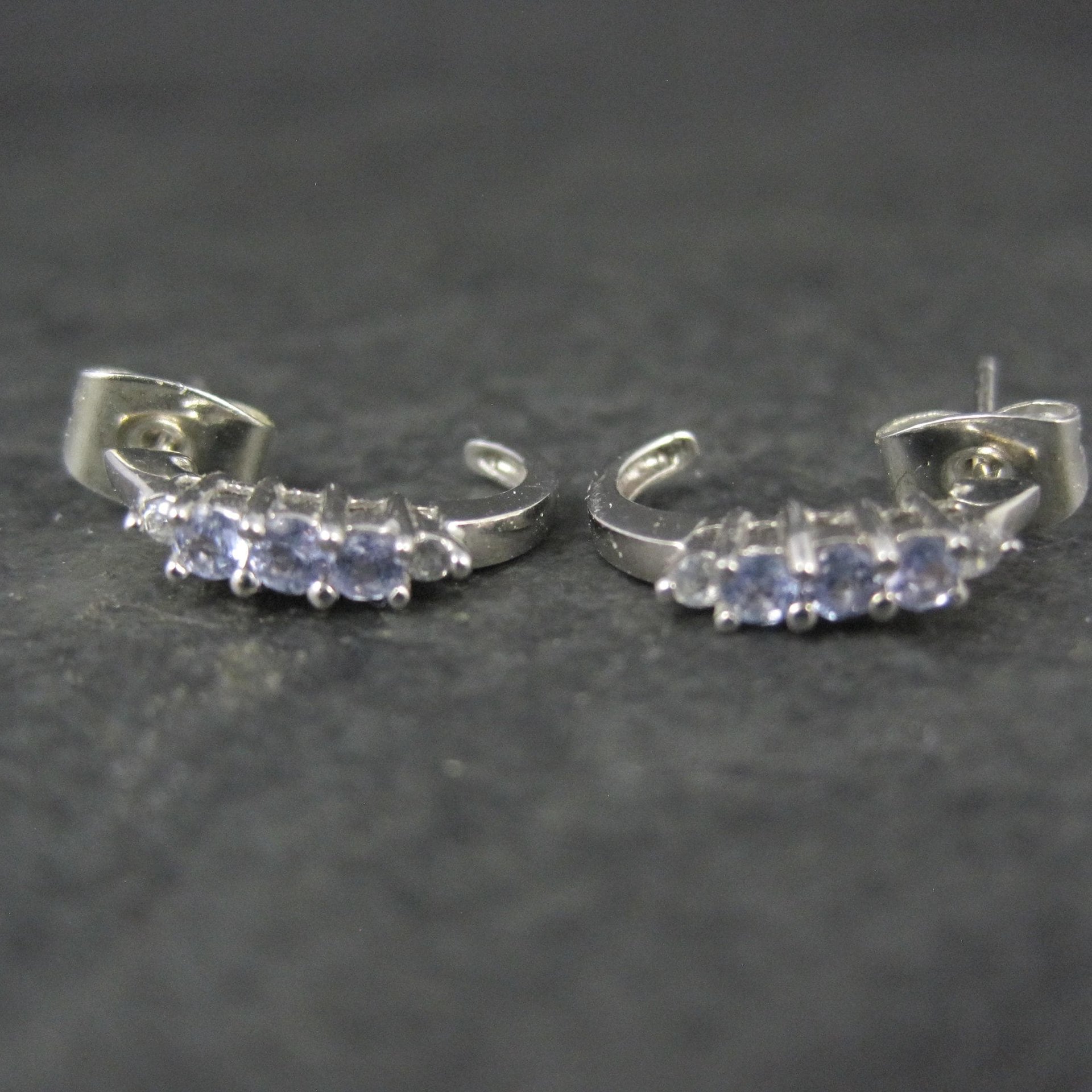 Dainty 10K White Gold Tanzanite Earrings