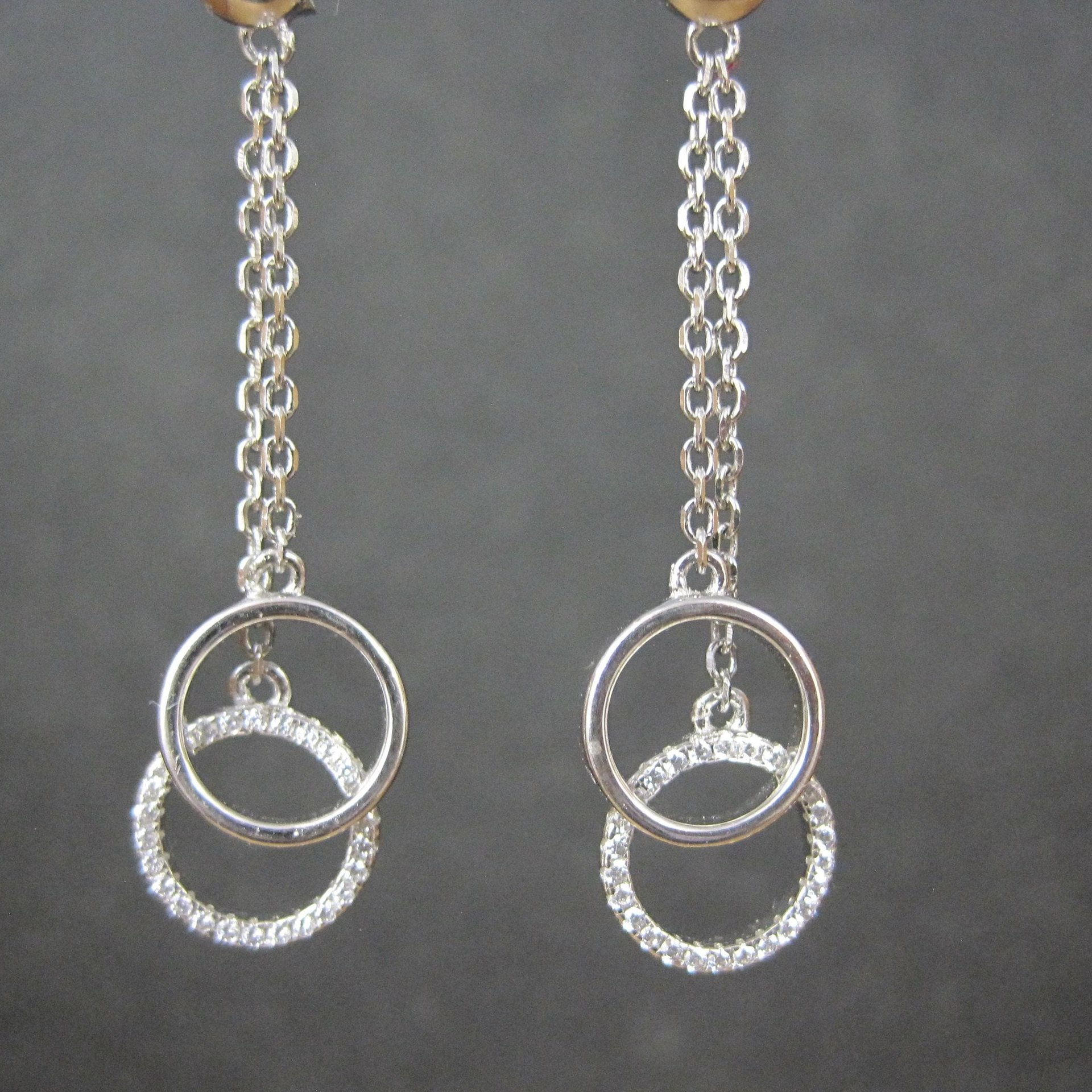 Long Sterling Silver Circle Earrings