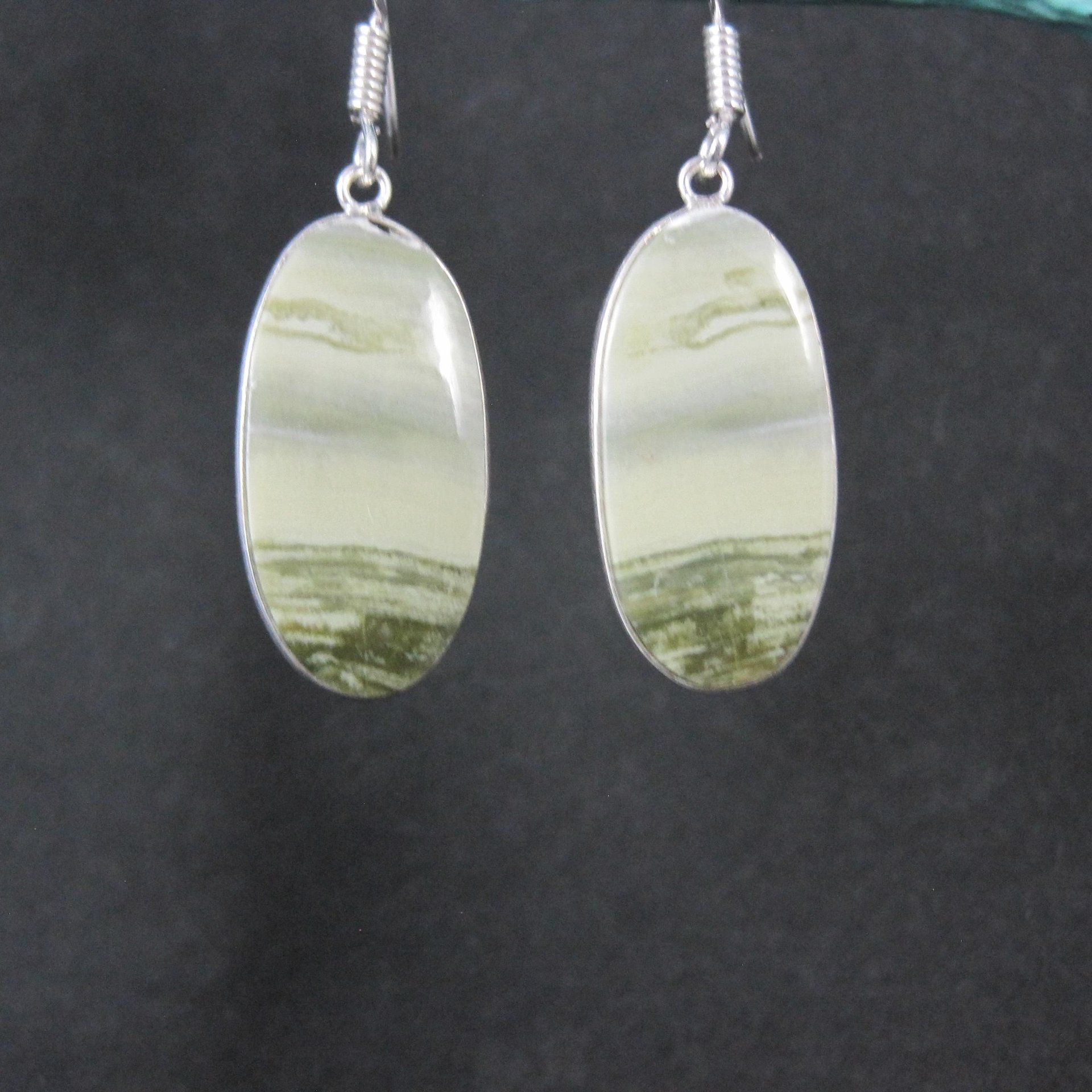 Simple Green Jasper Earrings Sterling Silver