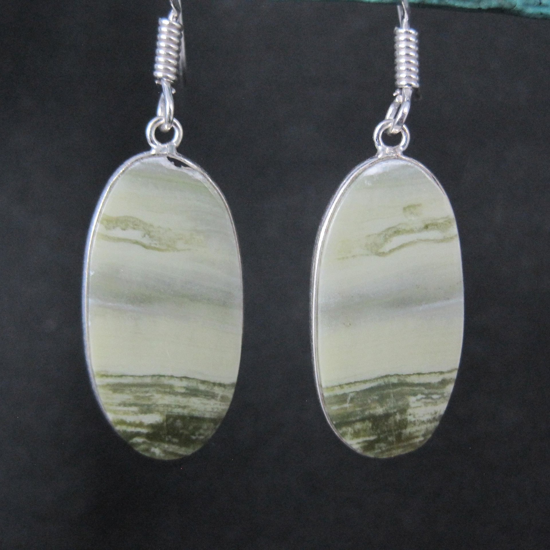 Simple Green Jasper Earrings Sterling Silver