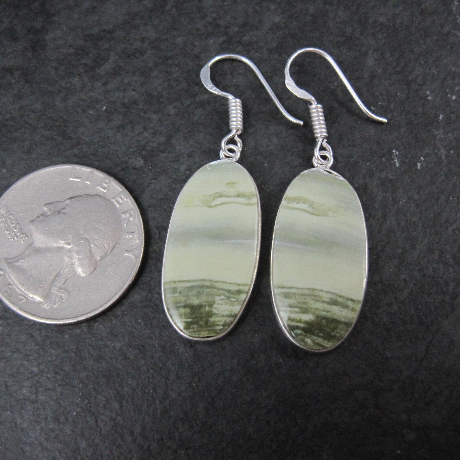 Simple Green Jasper Earrings Sterling Silver