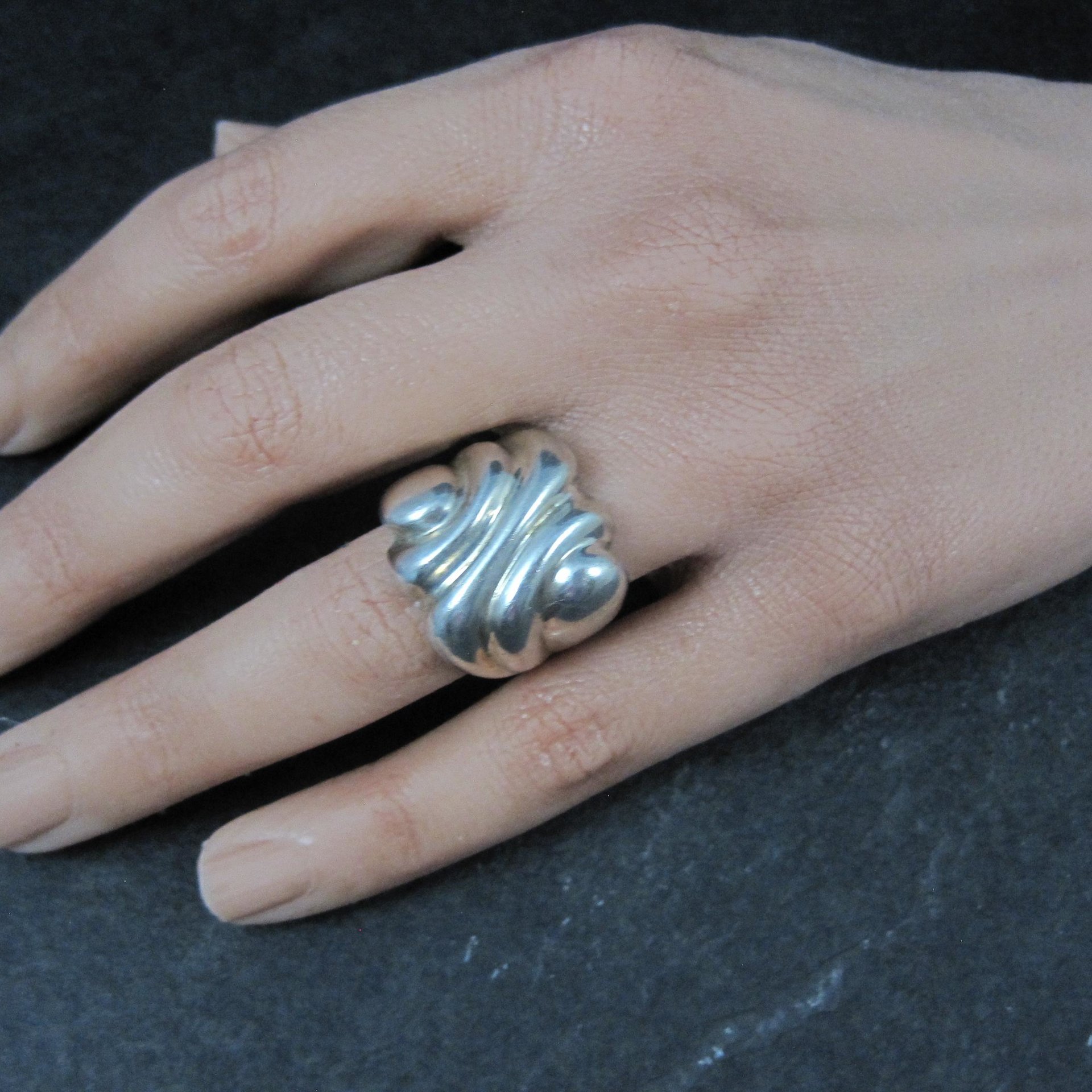Mod Vintage Sterling Silver Ring Size 9 ESPO