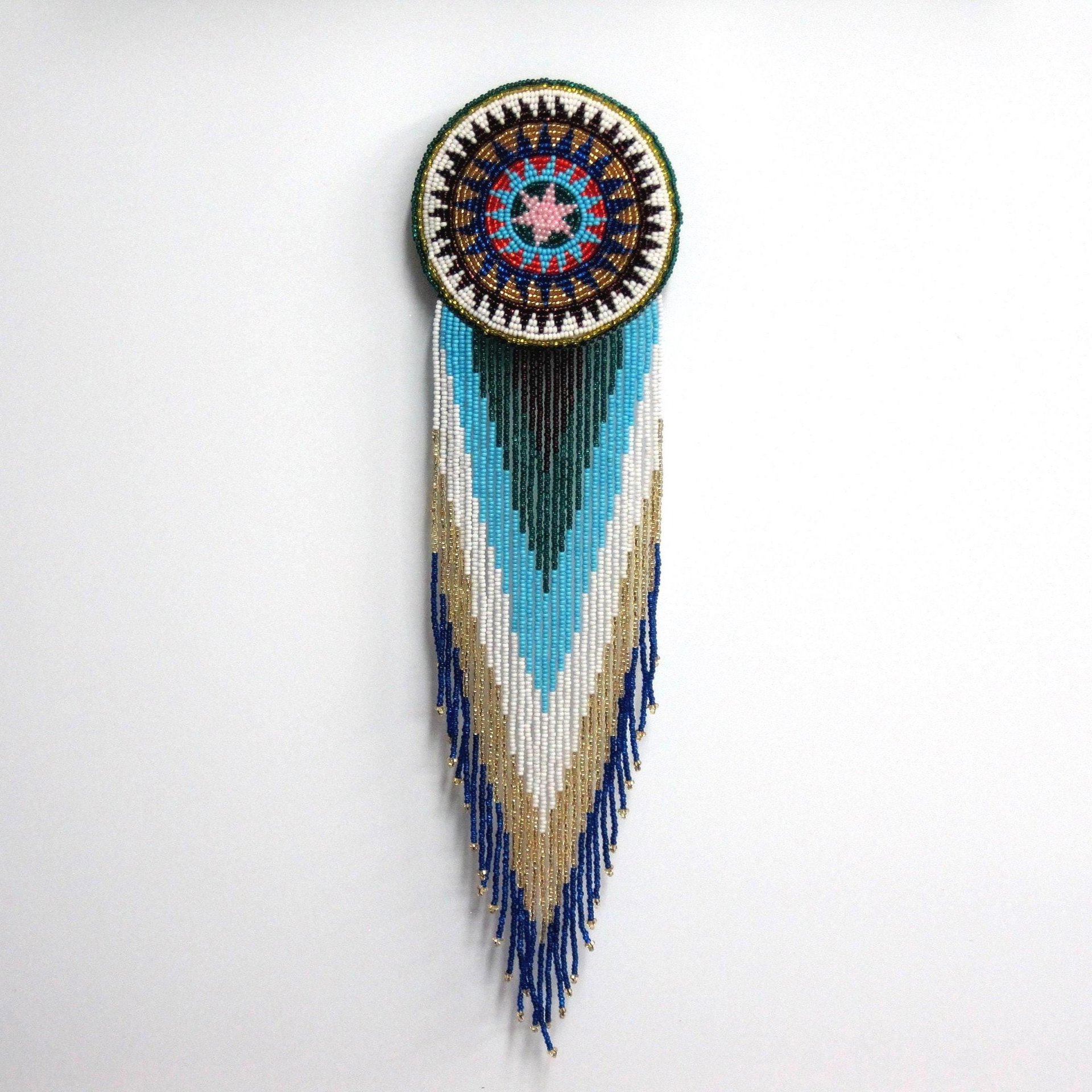 Beaded Hair Clip Barrette Large Vintage Rosette Regalia