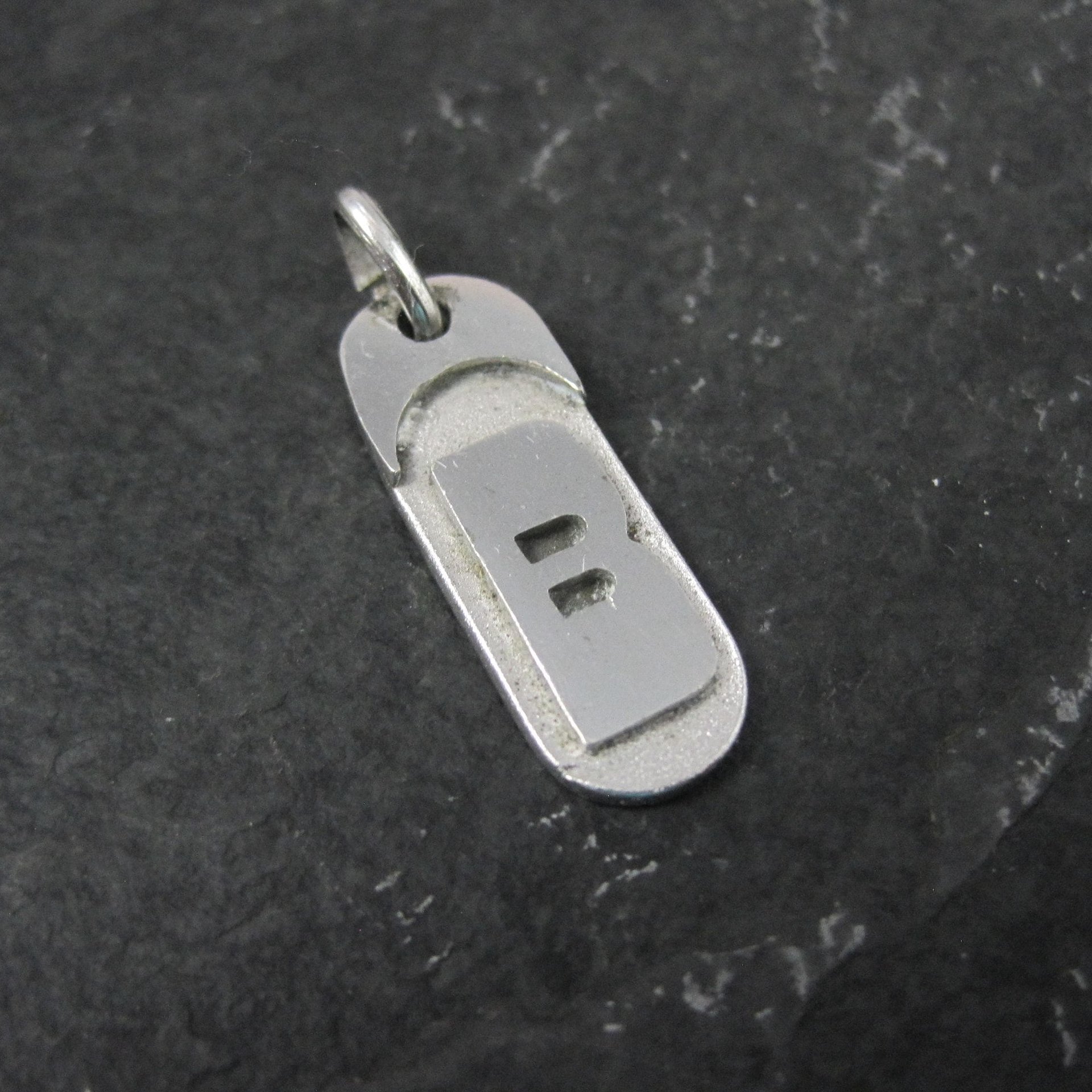 Vintage Initial B Pendant Charm Sterling Silver Mema Scandinavian