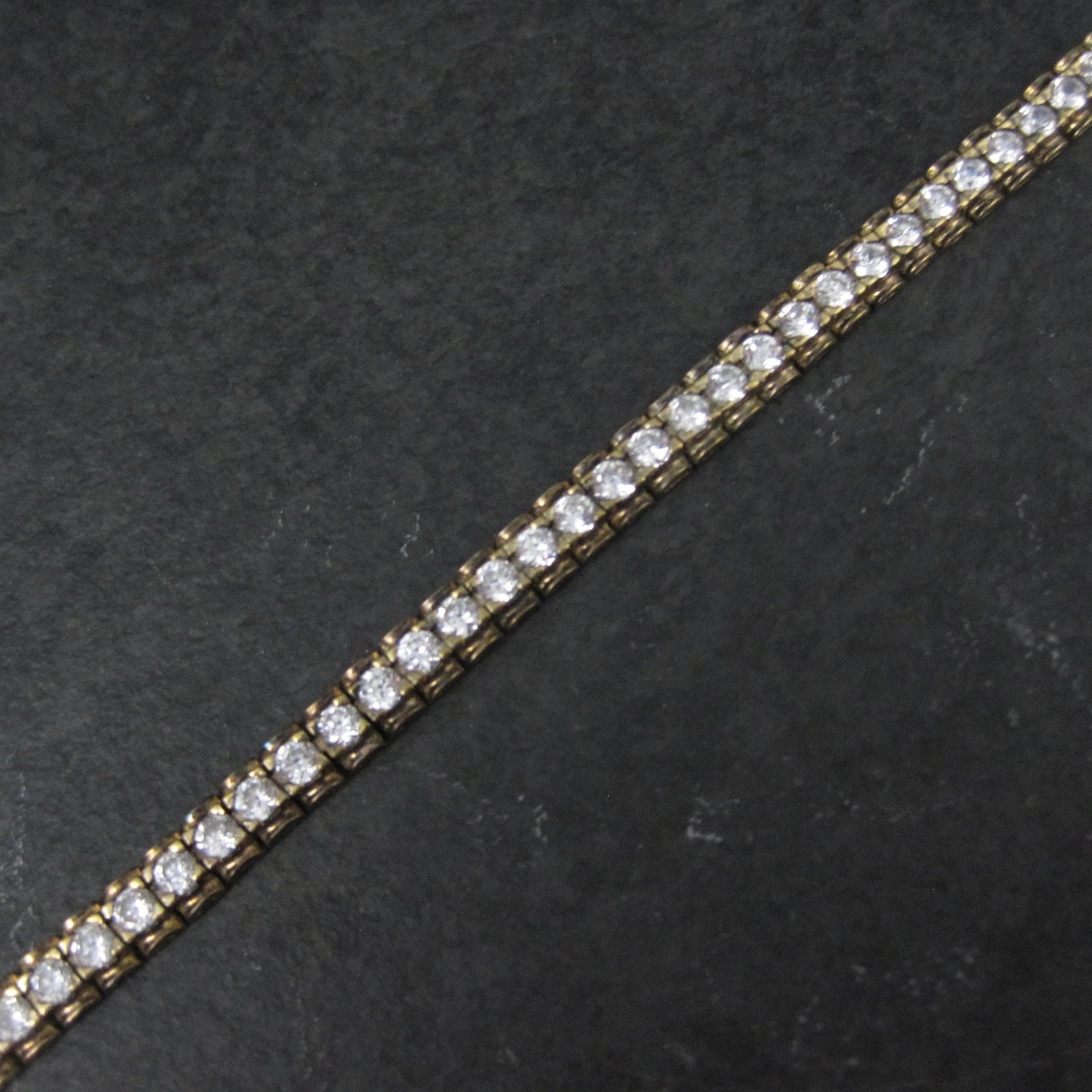 Vintage Vermeil Sterling Cz Tennis Bracelet 7 Inches