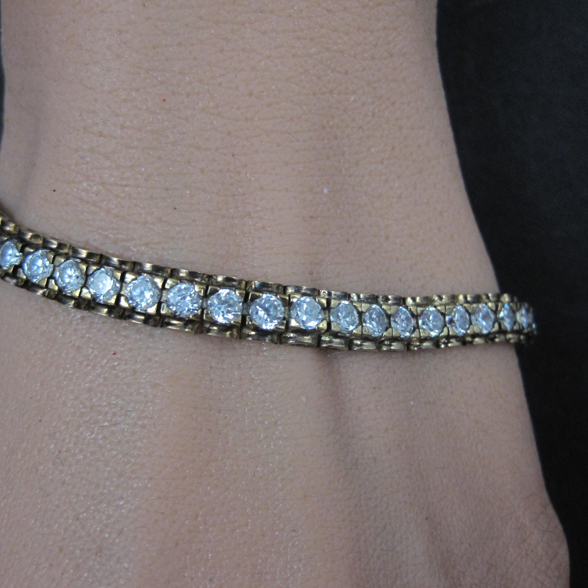Vintage Vermeil Sterling Cz Tennis Bracelet 7 Inches