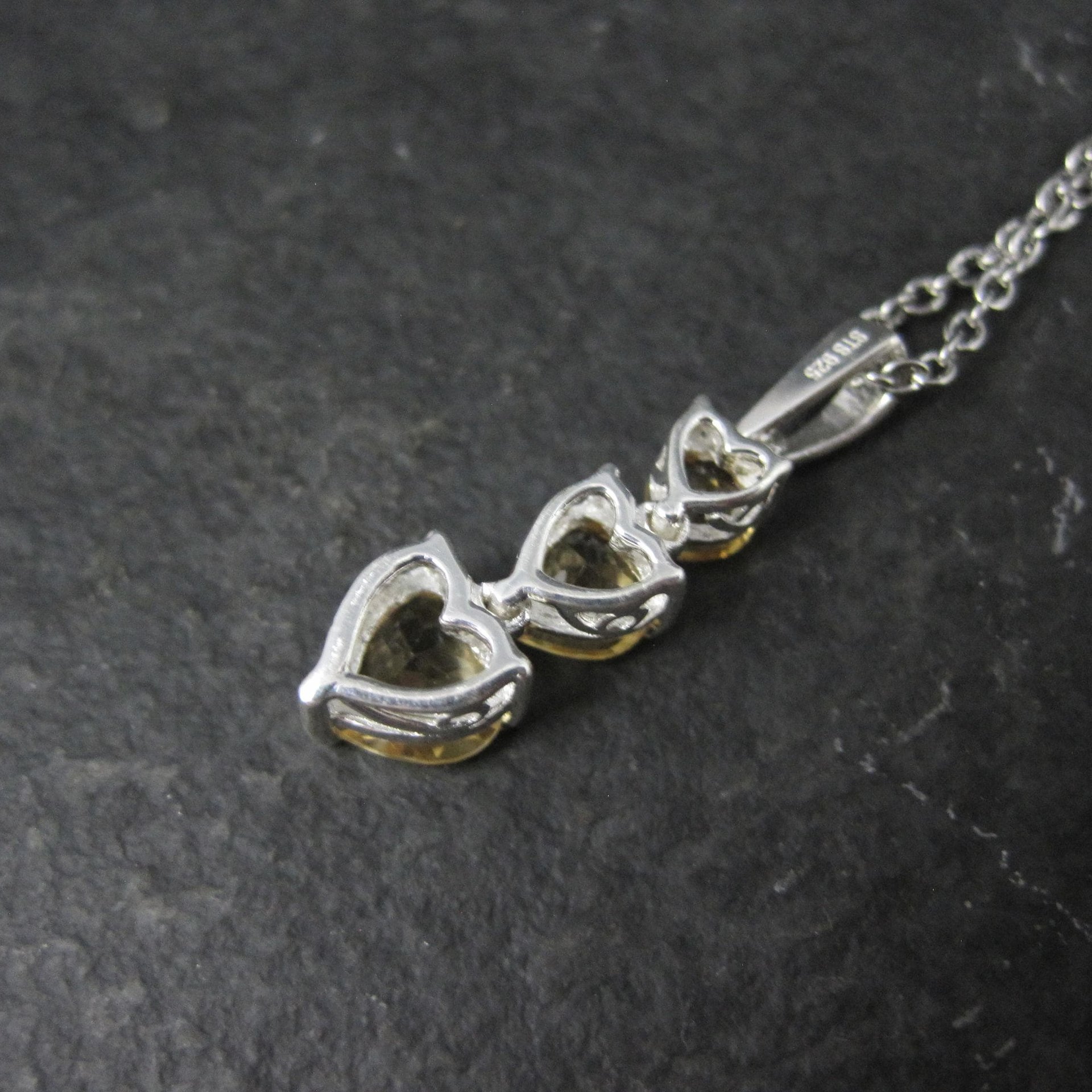Citrine Heart Pendant Sterling Silver Estate Jewelry