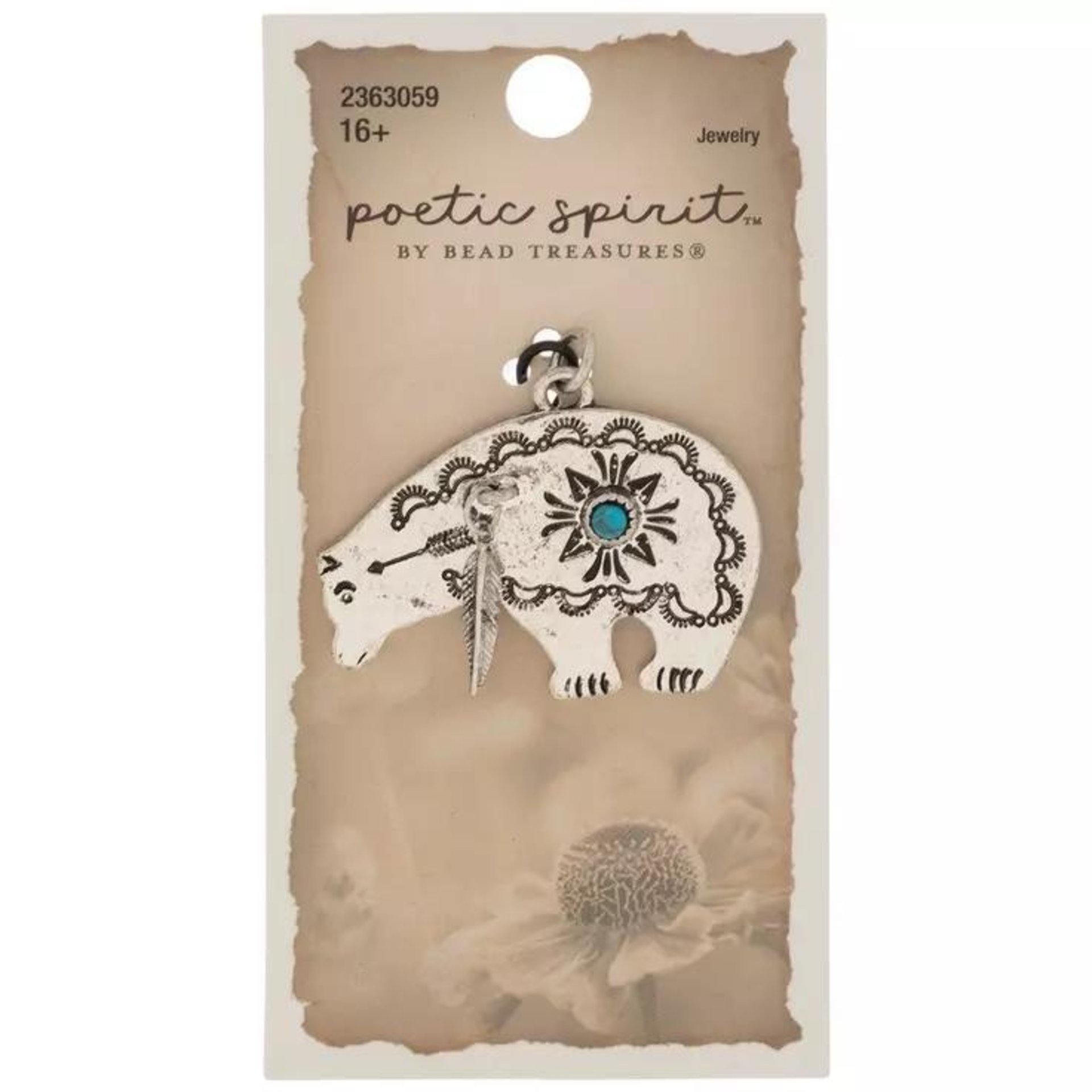 Turquoise Bear Pendant Charm by Poetic Spirit Bead Treasures Southwestern Jewelry Making