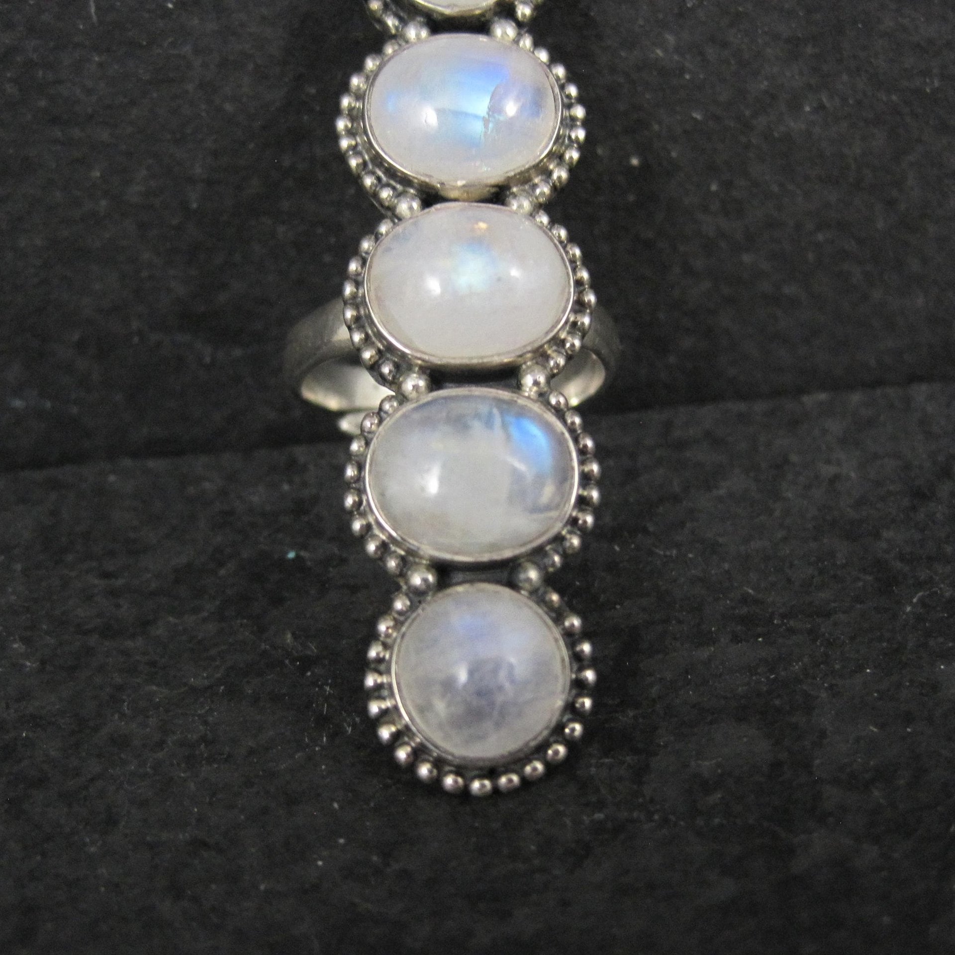 Long Rainbow Moonstone Ring 925 Sterling Silver Adjustable Size 8