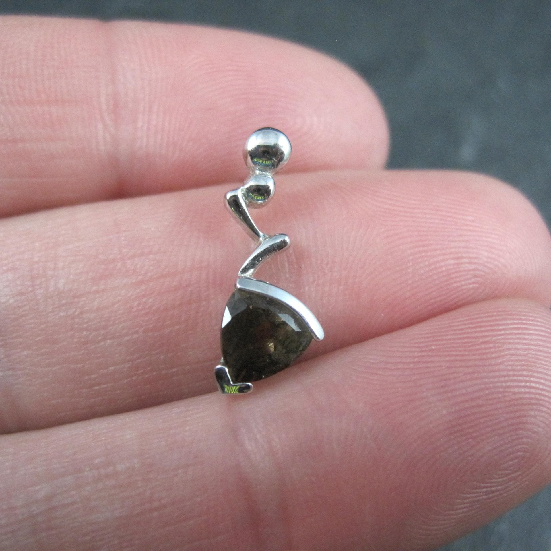 Tiny Sterling Silver Smoky Quartz Pendant