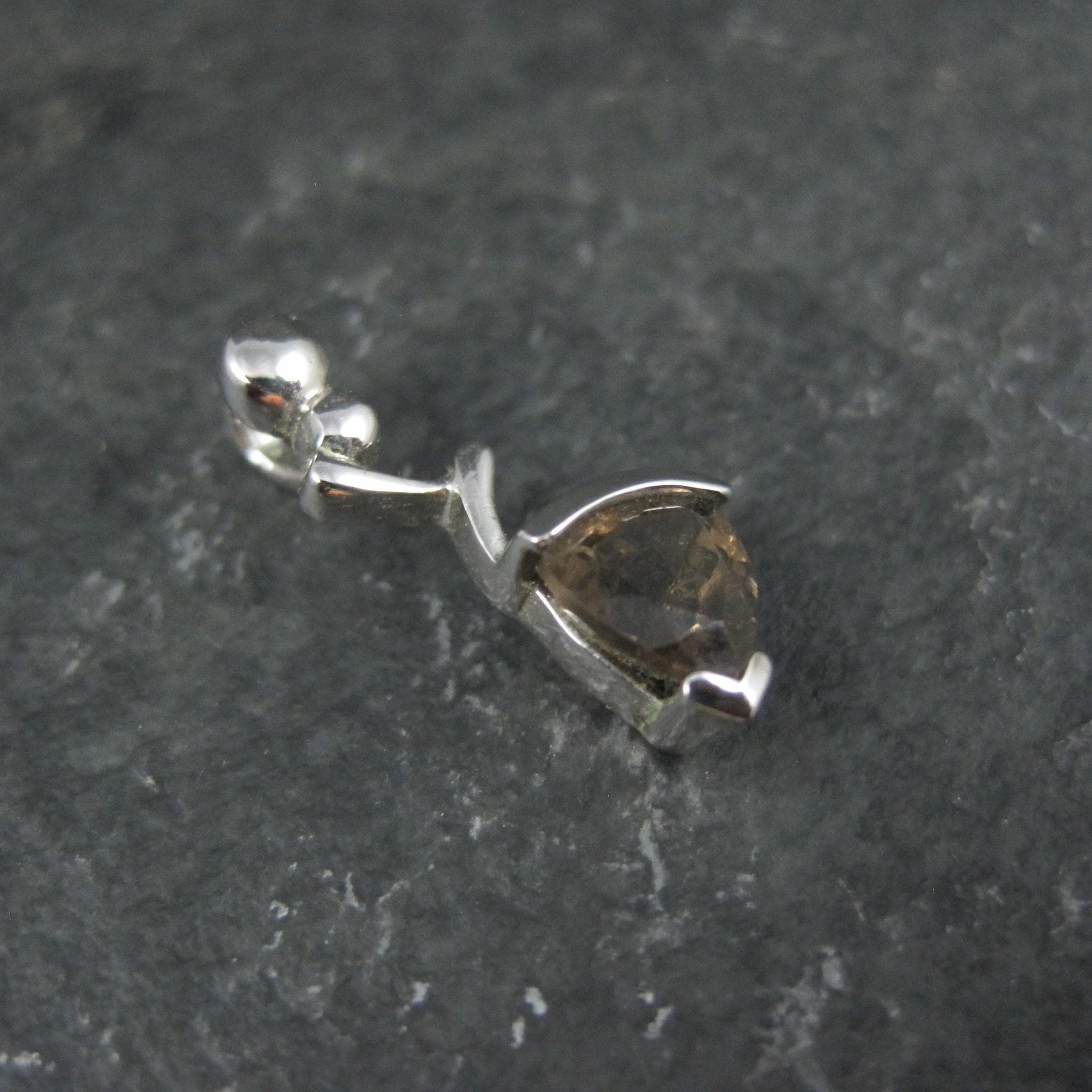 Tiny Sterling Silver Smoky Quartz Pendant