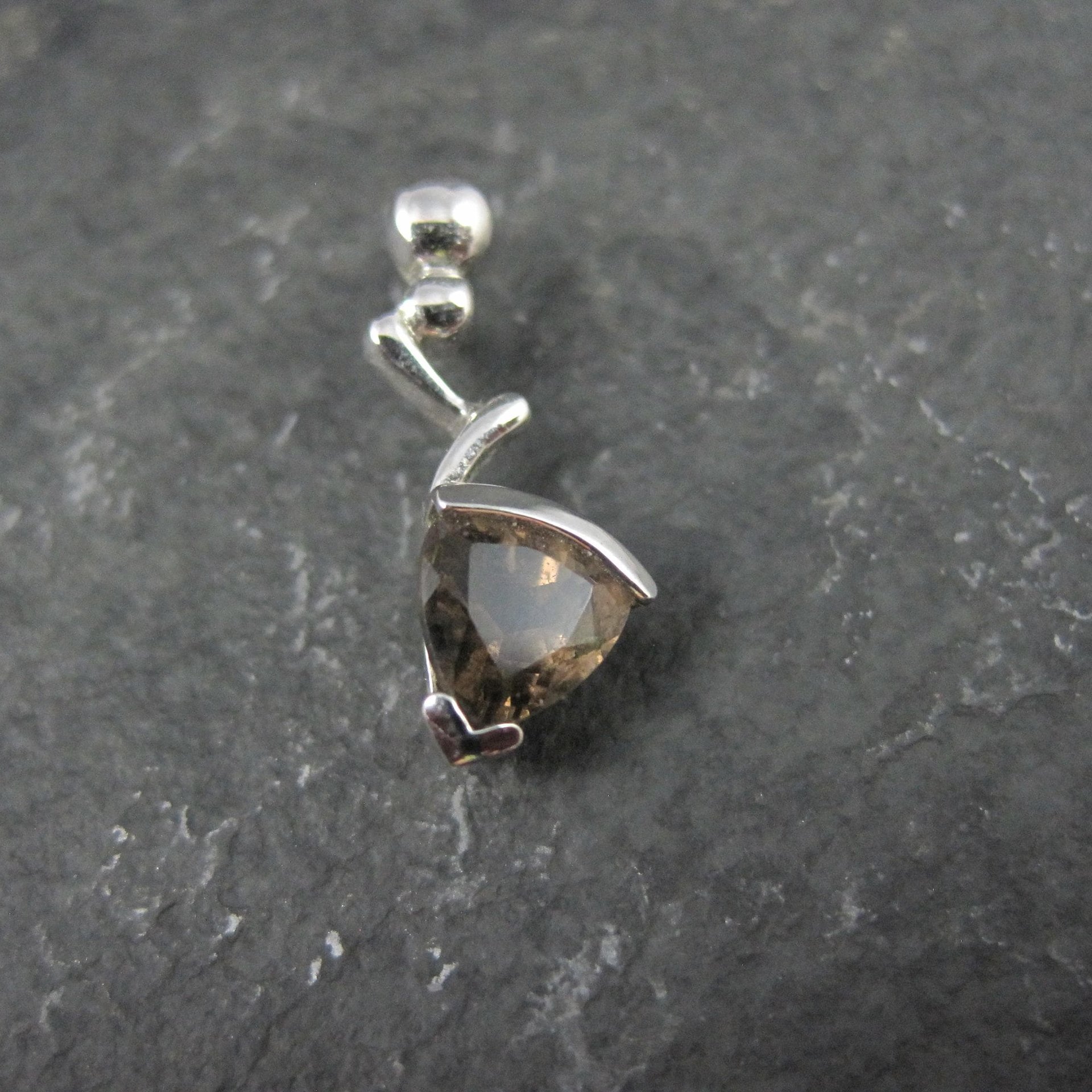 Tiny Sterling Silver Smoky Quartz Pendant