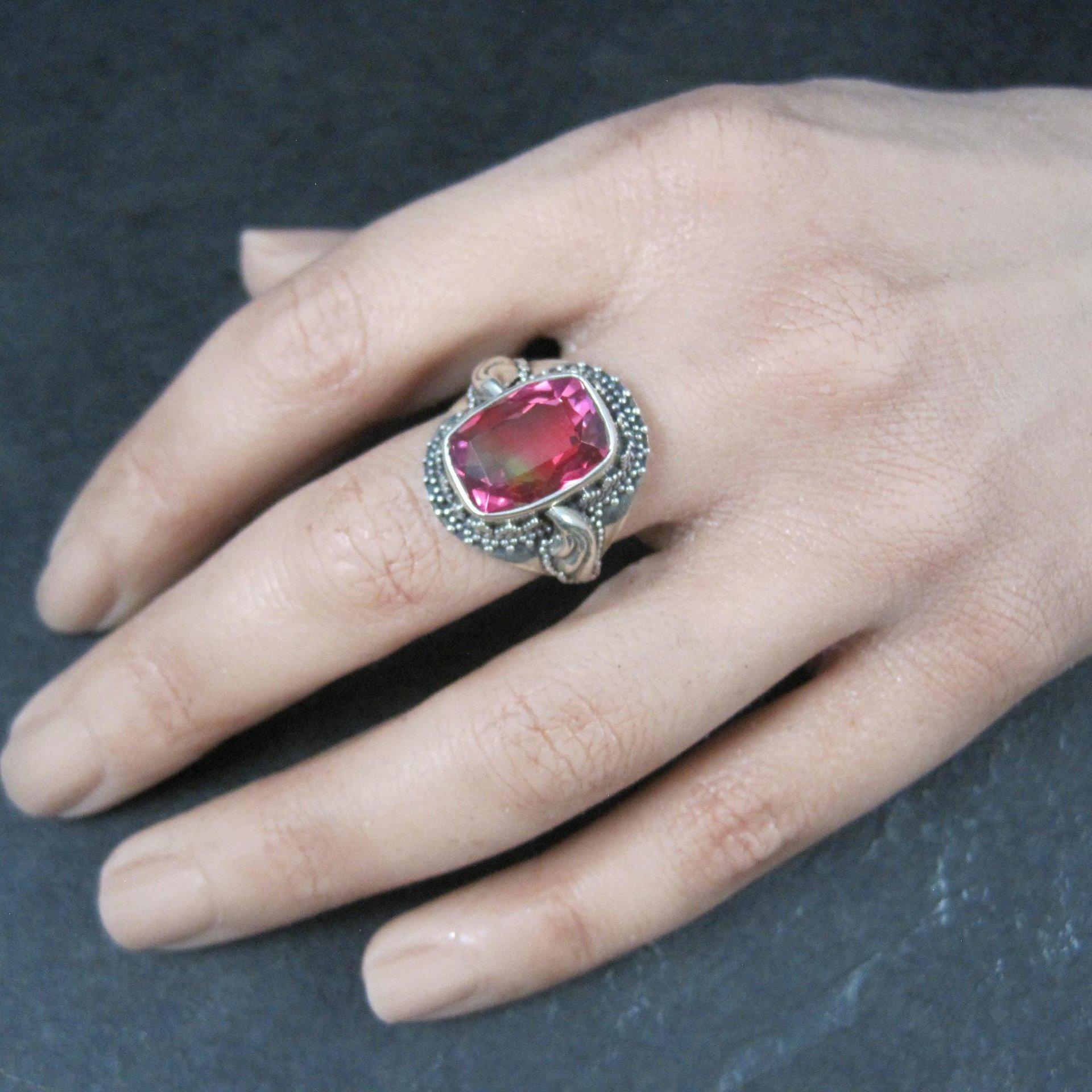 Watermelon Quartz Ring Size 9