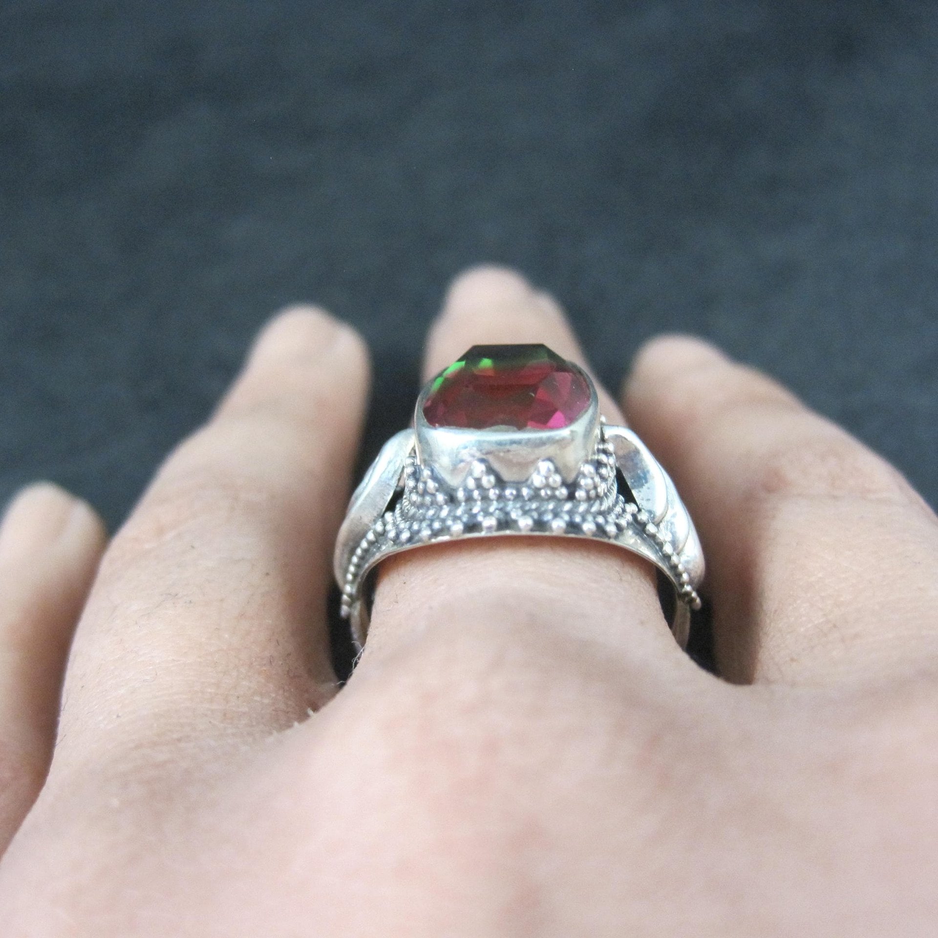 Watermelon Quartz Ring Size 9