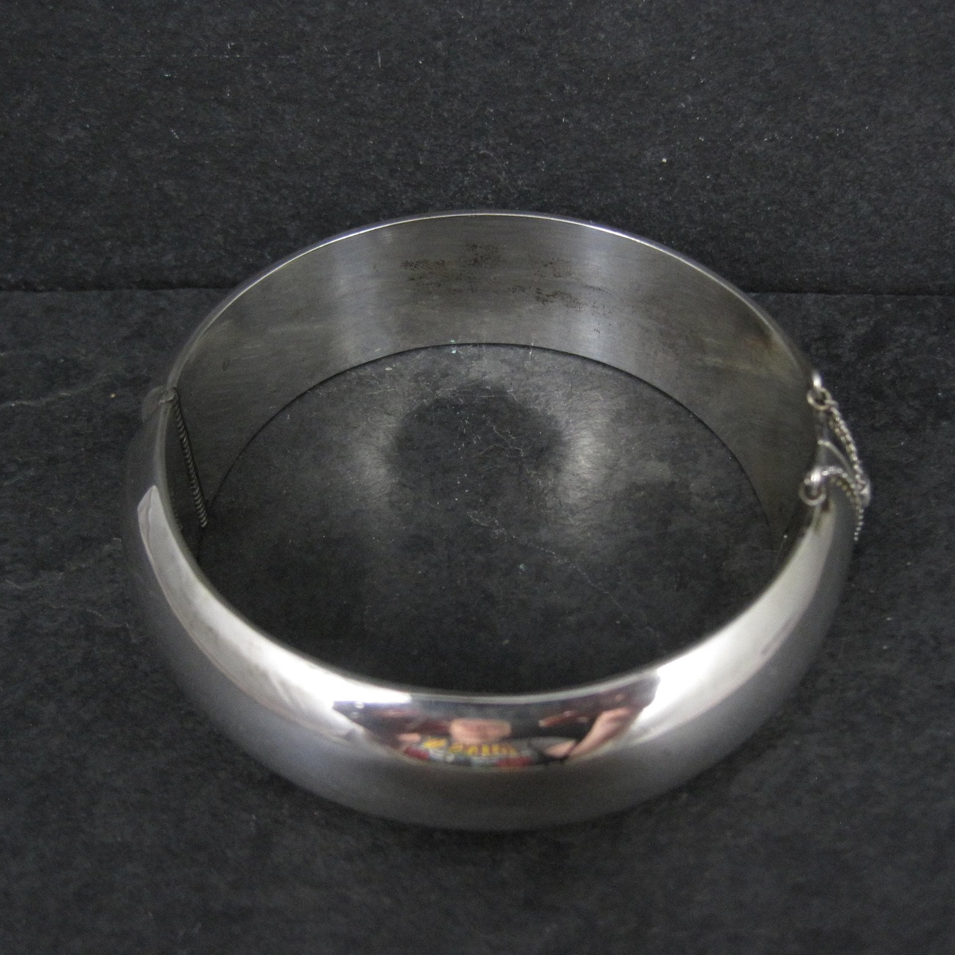 Vintage 1" Sterling Silver Bangle Bracelet 7 Inches Mexican Silver