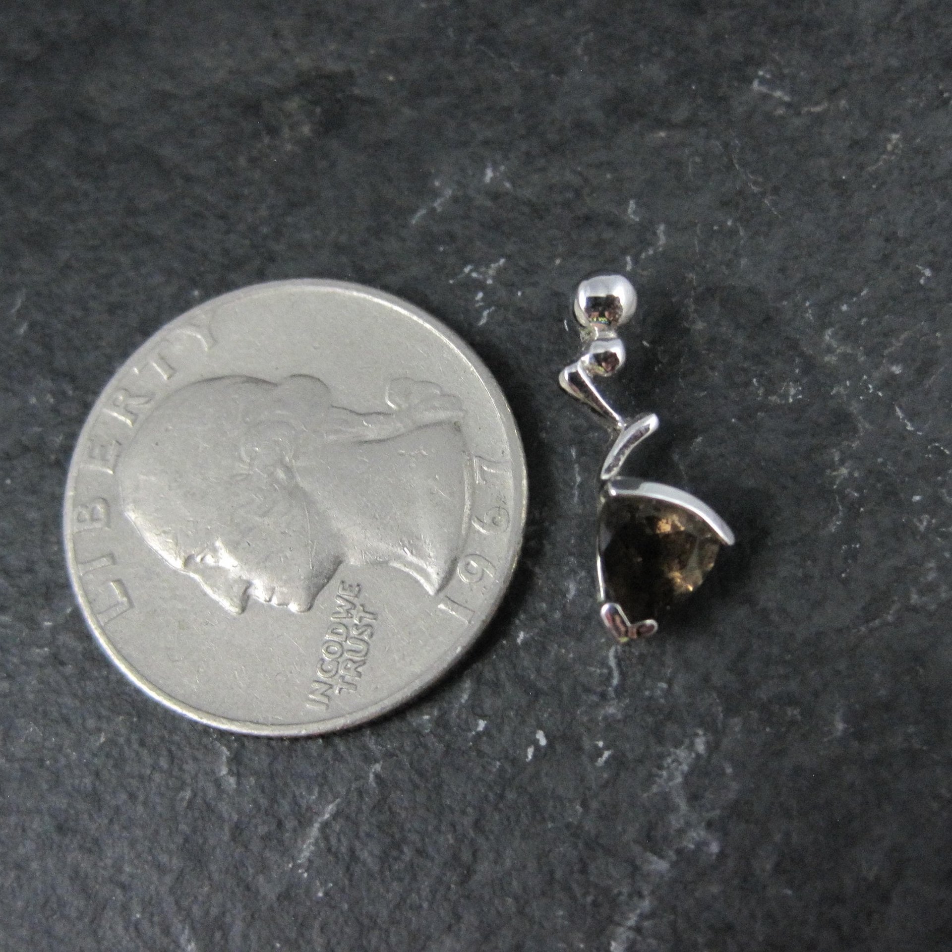 Tiny Sterling Silver Smoky Quartz Pendant