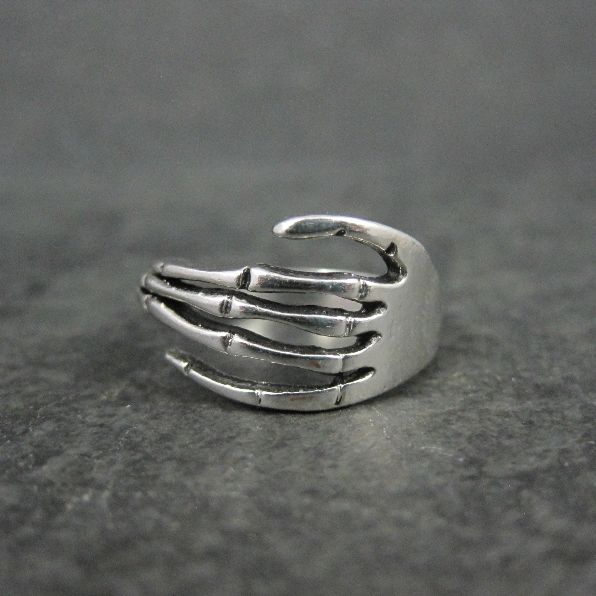 Artisan Sterling Silver Skeleton Hand Ring Size 8