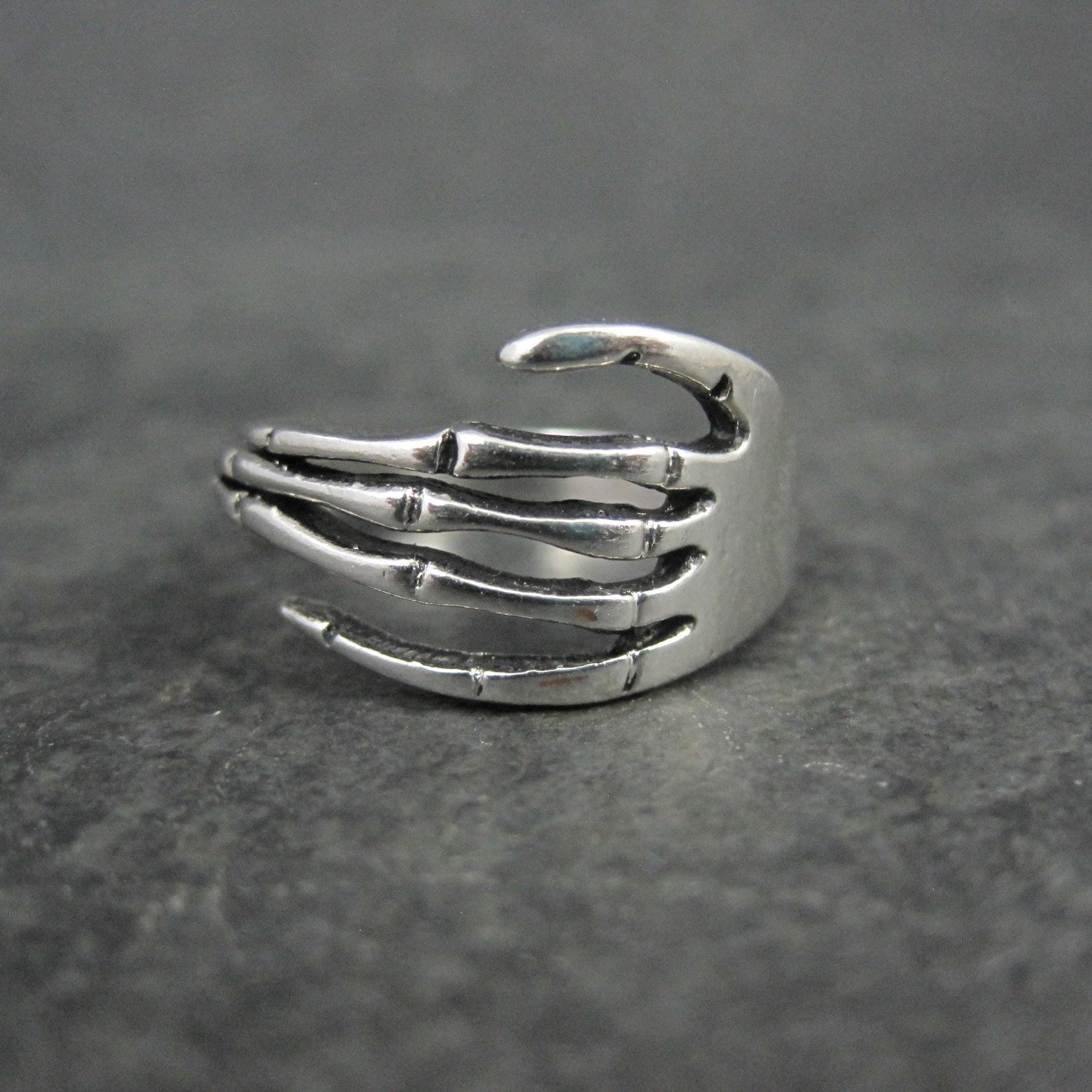 Artisan Sterling Silver Skeleton Hand Ring Size 8