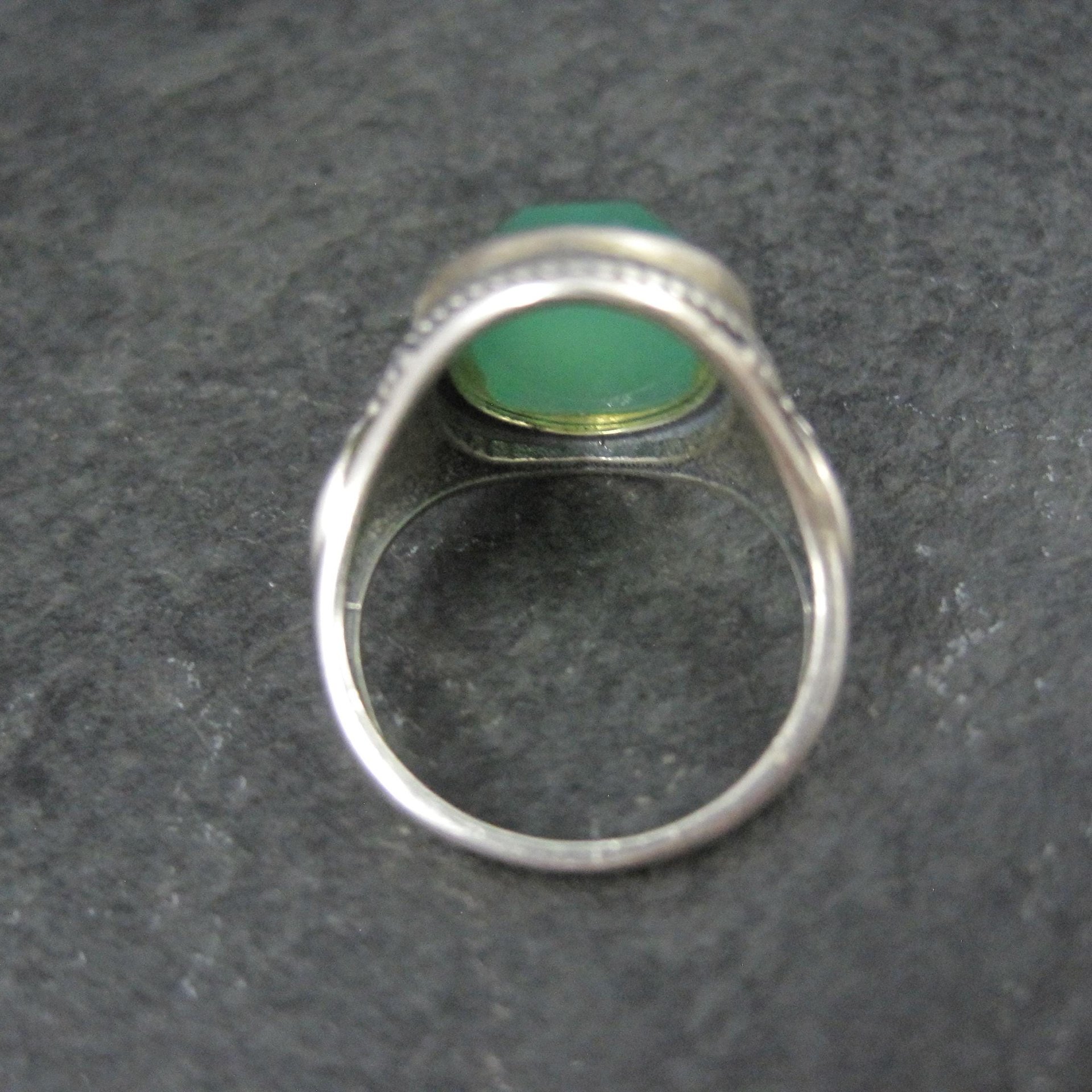 Vintage Sterling Silver Green Chalcedony Ring Size 7
