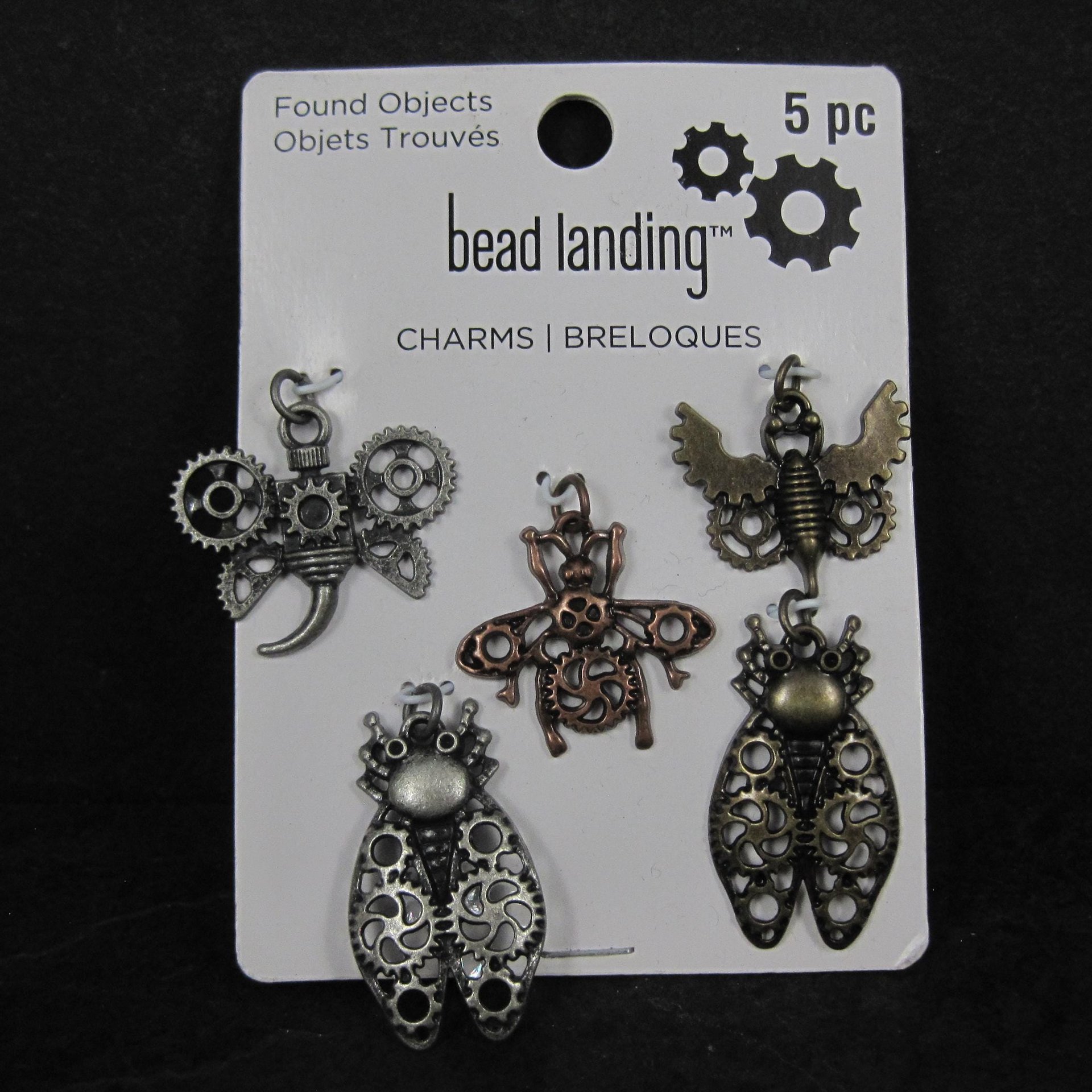 Set of 5 Steampunk Insect Charms By Bead Landing