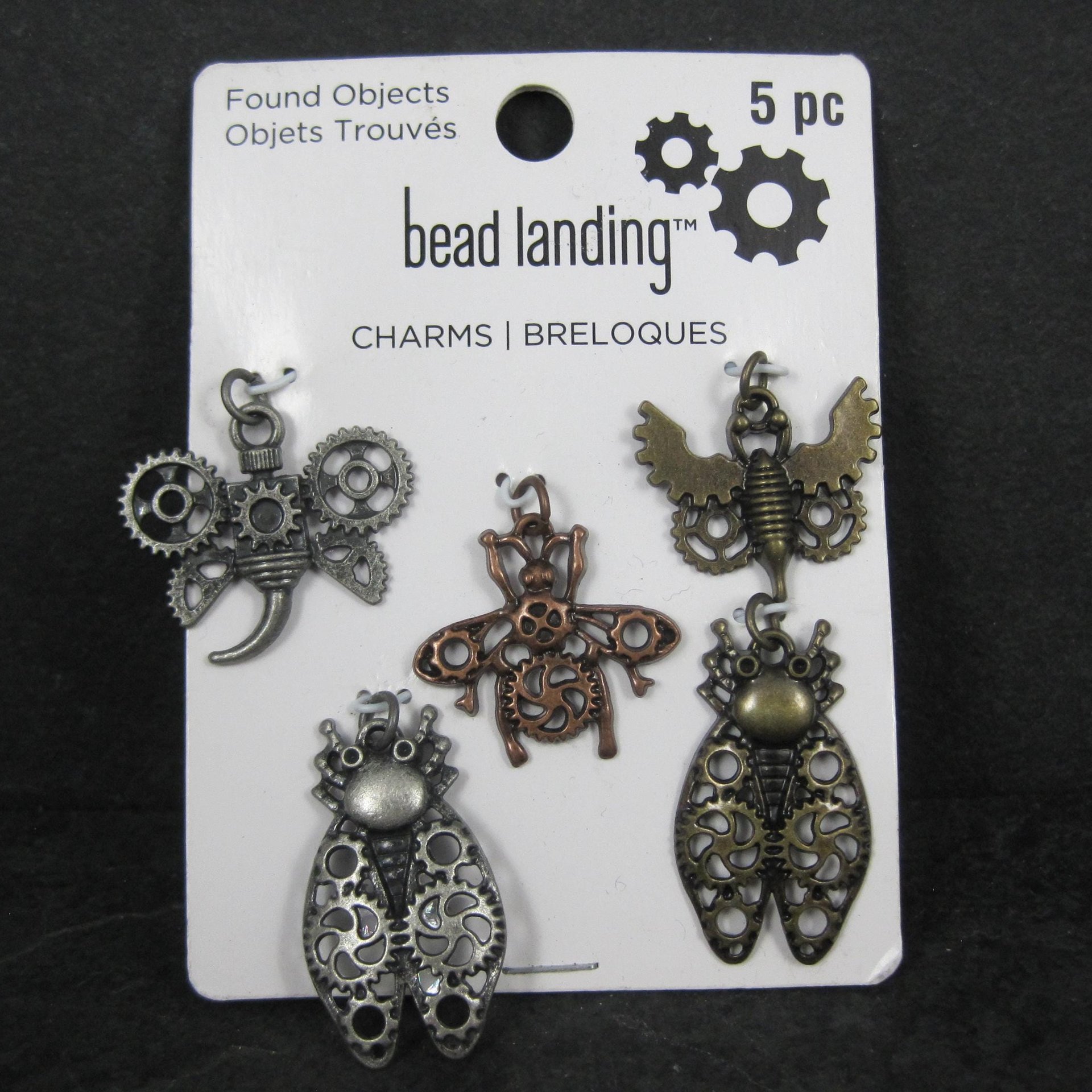 Set of 5 Steampunk Insect Charms By Bead Landing
